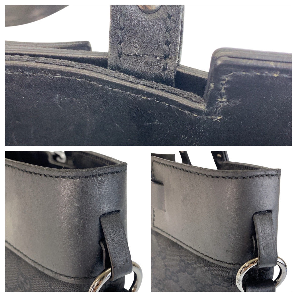 15586
GUCCI グッチ ブラック 黒 GGキャンバス / レザー 107736 トートバッグ ショルダーバッグ  レディース