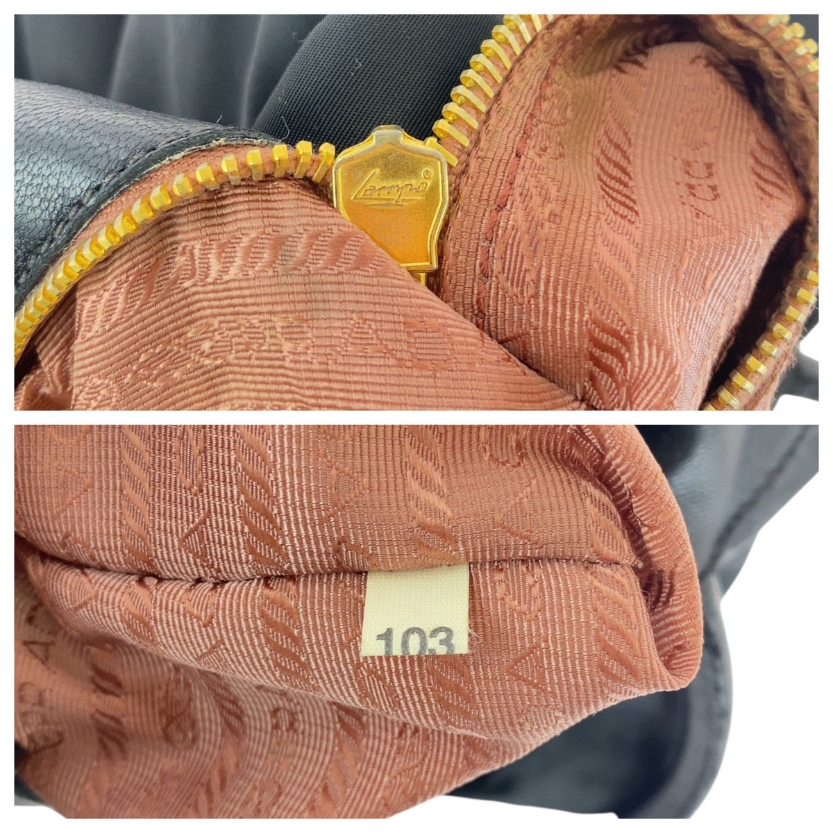 15587
PRADA プラダ テスート リボン ブラック 黒 ピンク ゴールド金具 ナイロン / レザー トートバッグ ハンドバッグ  レディース