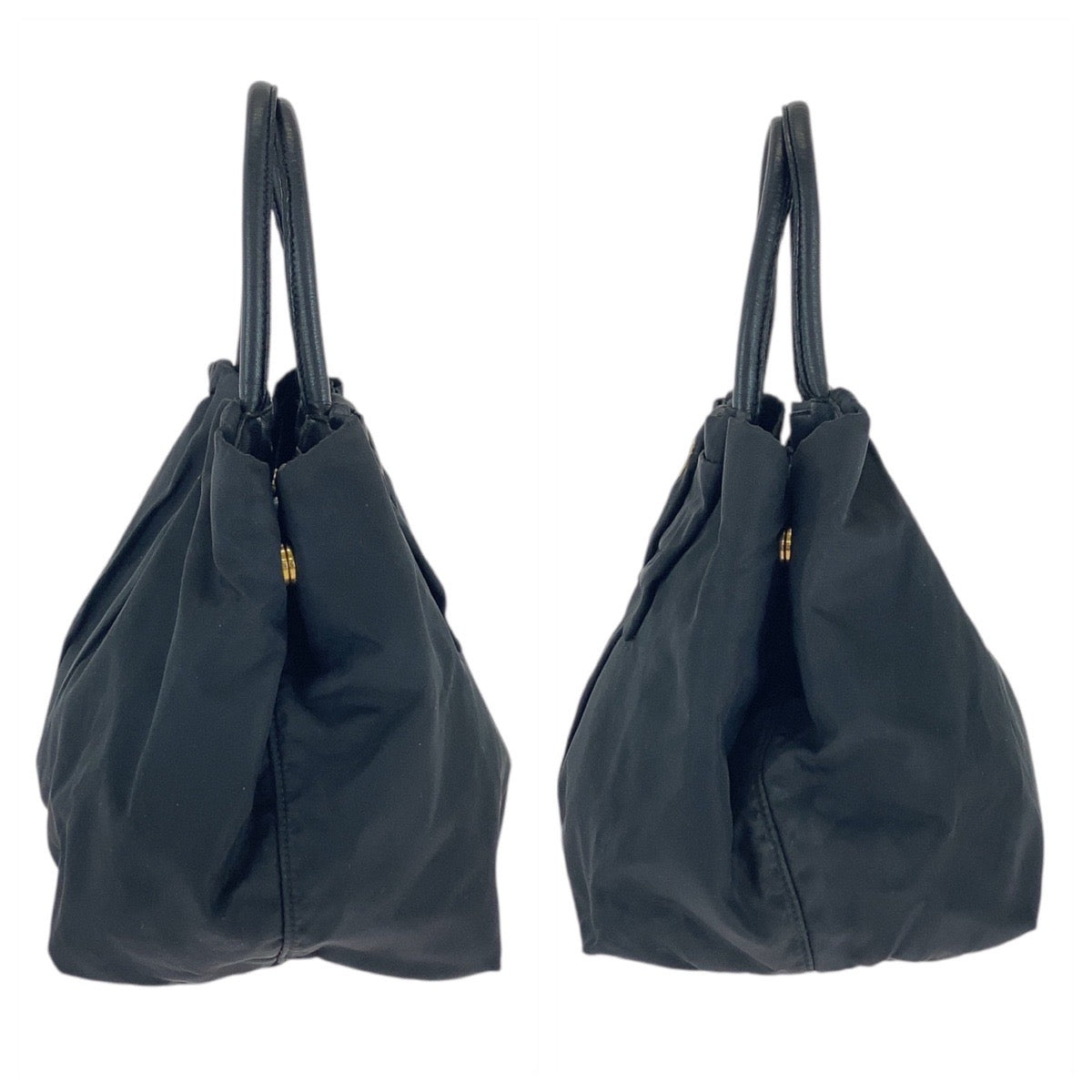 15587
PRADA プラダ テスート リボン ブラック 黒 ピンク ゴールド金具 ナイロン / レザー トートバッグ ハンドバッグ  レディース