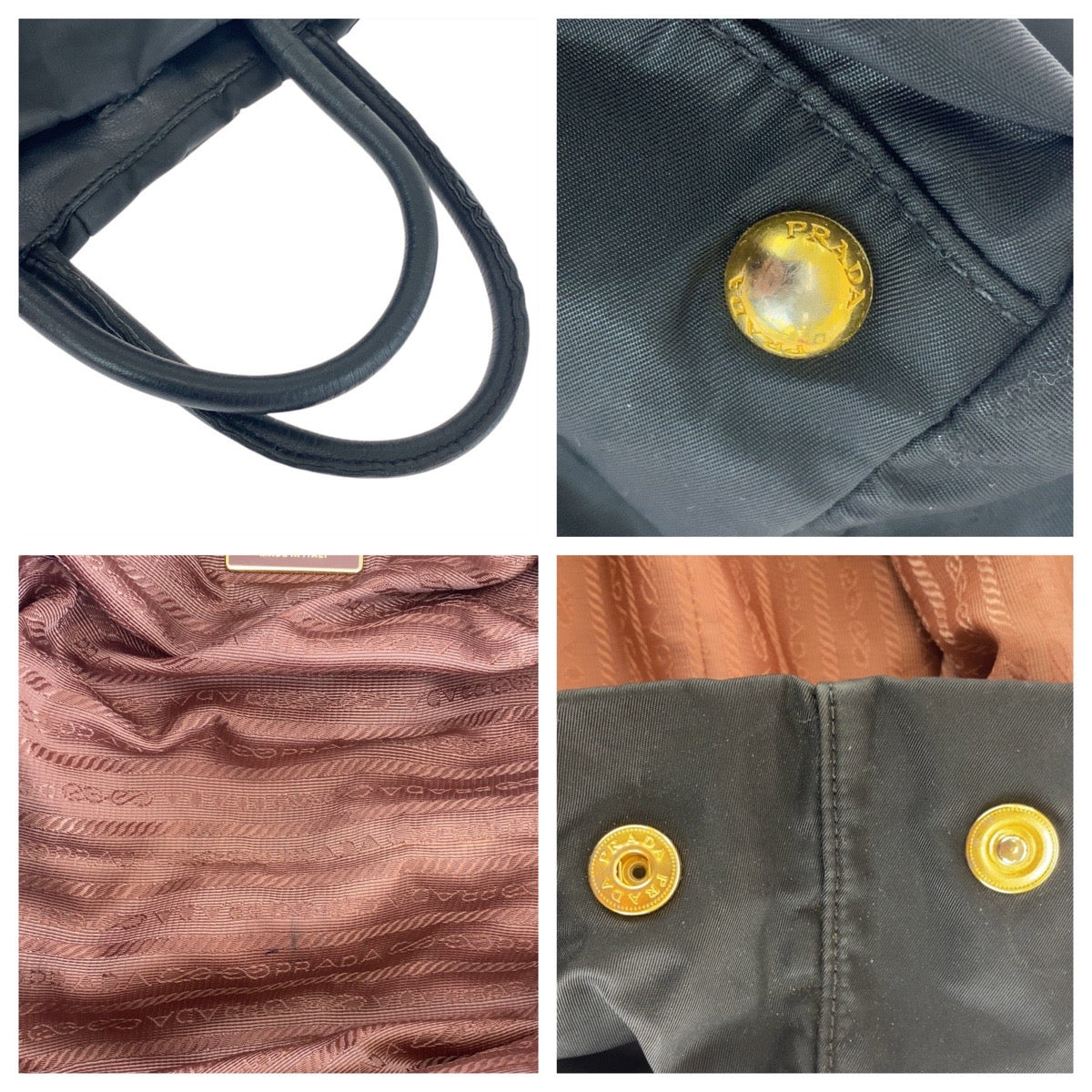 15587
PRADA プラダ テスート リボン ブラック 黒 ピンク ゴールド金具 ナイロン / レザー トートバッグ ハンドバッグ  レディース
