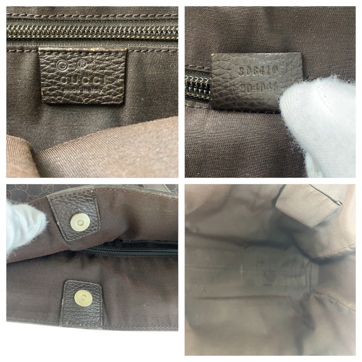15588
GUCCI グッチ ブラウン シルバー金具 GGキャンバス / レザー 308410 トートバッグ ショルダーバッグ 男女兼用  レディース