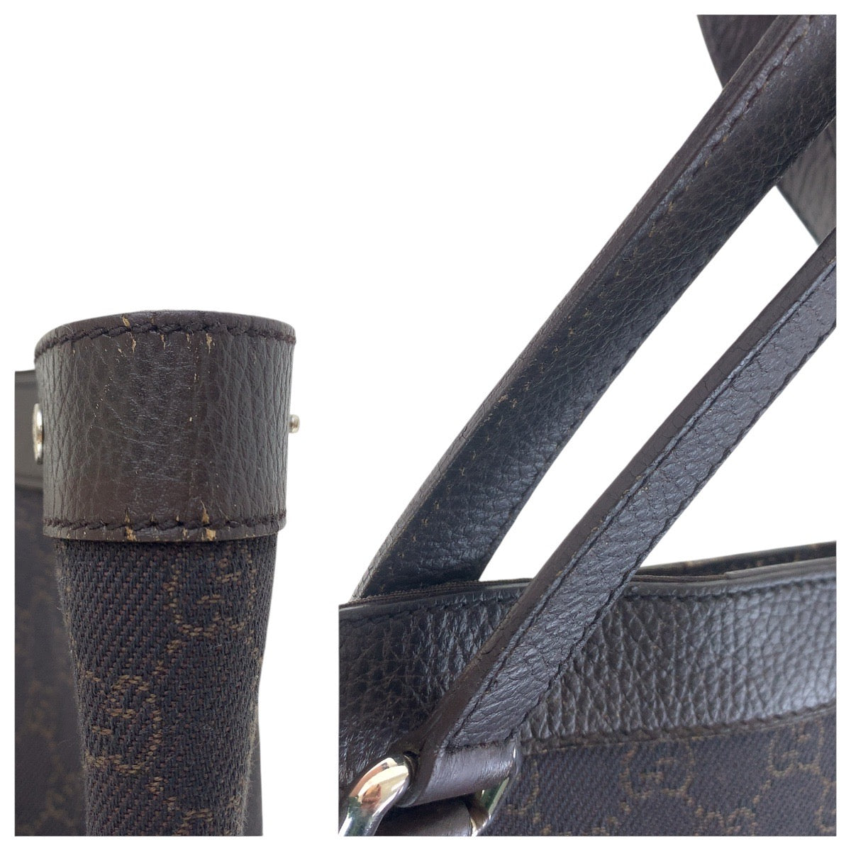 15588
GUCCI グッチ ブラウン シルバー金具 GGキャンバス / レザー 308410 トートバッグ ショルダーバッグ 男女兼用  レディース