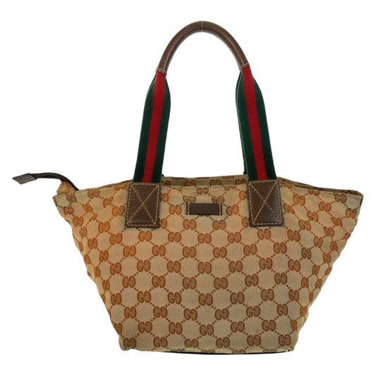 15589
GUCCI グッチ シェリーライン ベージュ ブラウン GGキャンバス / レザー 131228 トートバッグ ハンドバッグ  レディース