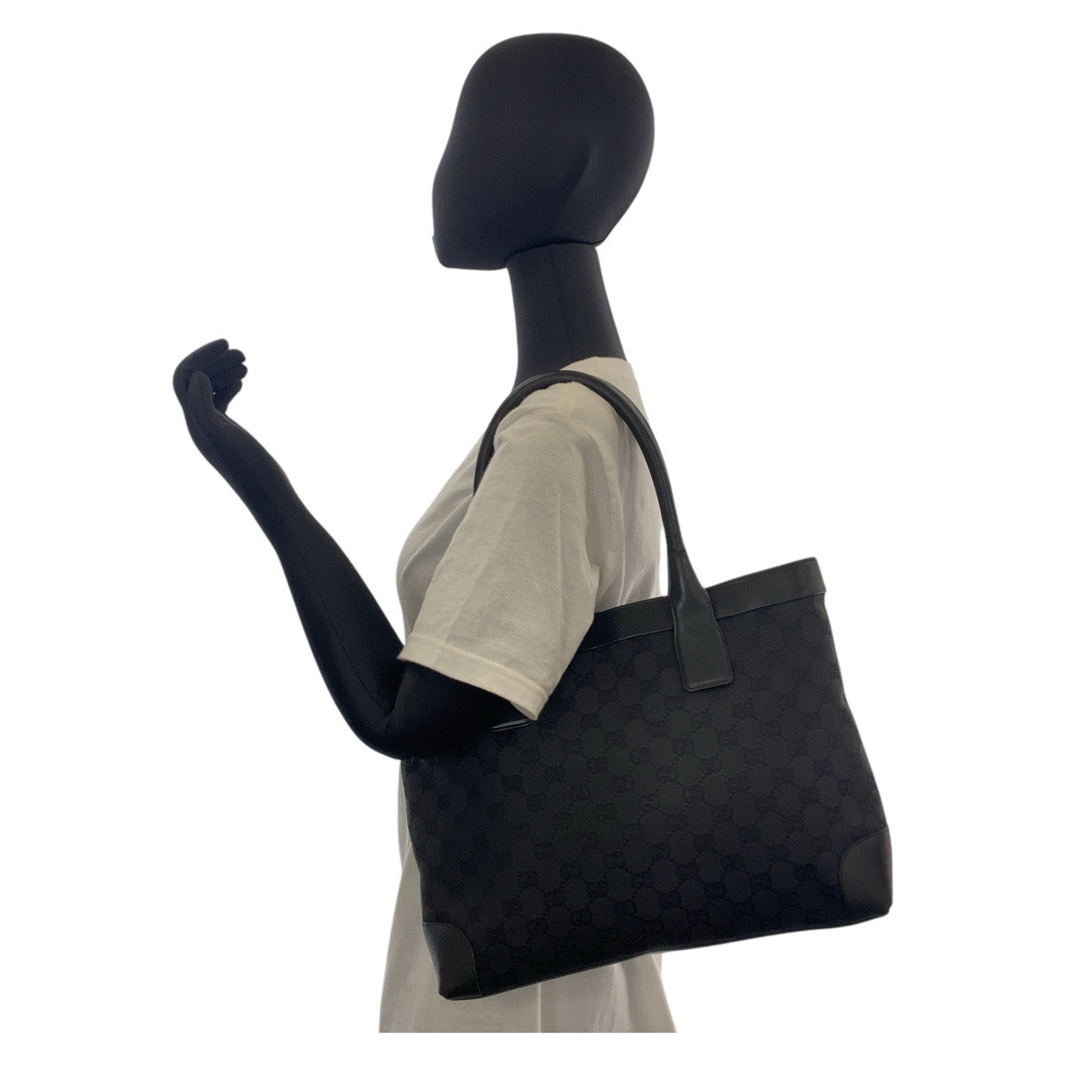 15591
GUCCI グッチ ブラック 黒 GGキャンバス / レザー 33890 トートバッグ ショルダーバッグ  レディース