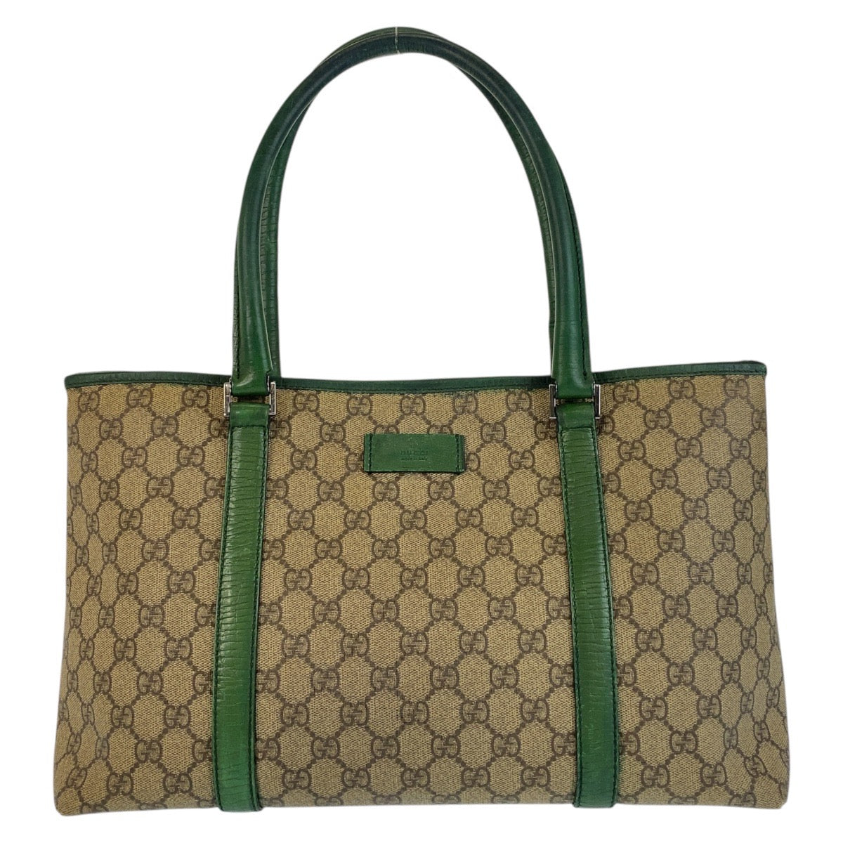 15592
GUCCI グッチ ベージュ グリーン GGスプリームキャンバス / レザー 114595 トートバッグ ショルダーバッグ  レディース