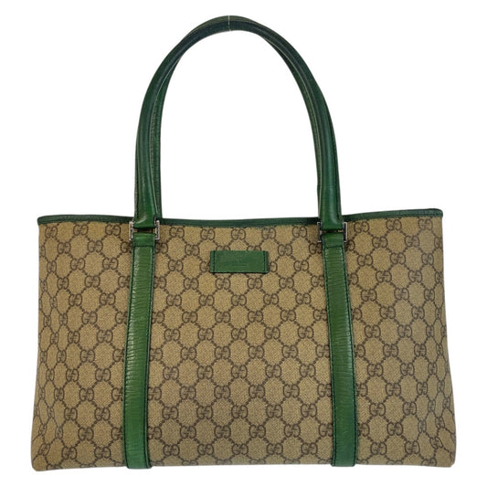 15592
GUCCI グッチ ベージュ グリーン GGスプリームキャンバス / レザー 114595 トートバッグ ショルダーバッグ  レディース