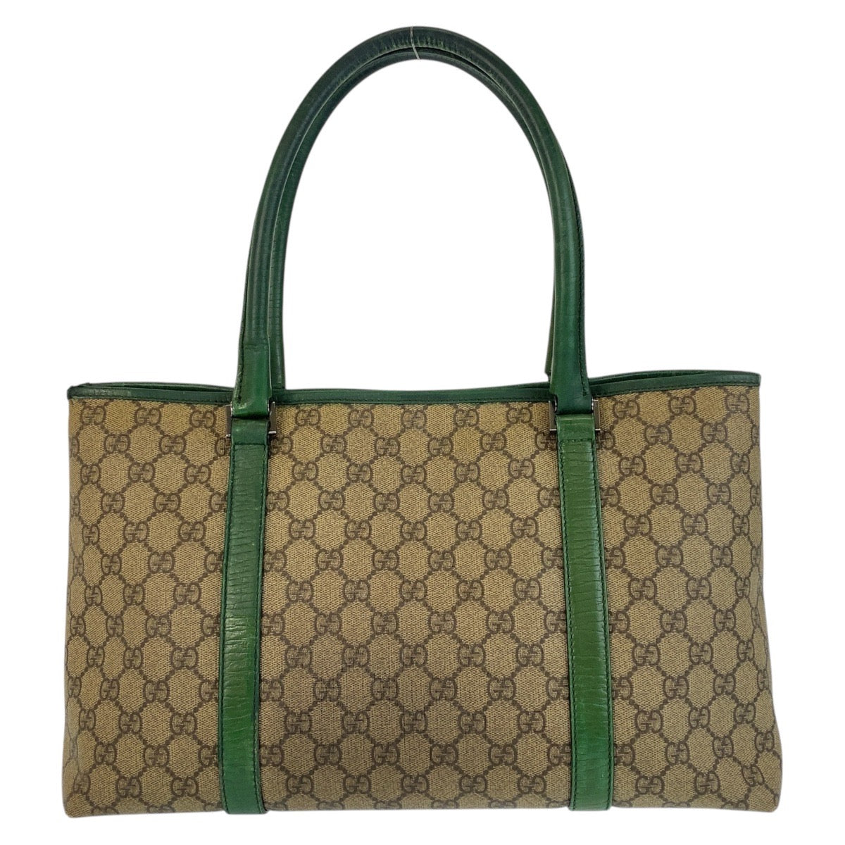 15592
GUCCI グッチ ベージュ グリーン GGスプリームキャンバス / レザー 114595 トートバッグ ショルダーバッグ  レディース