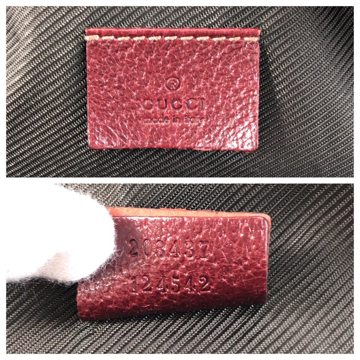 15593
GUCCI グッチ ベージュ ボルドー GGキャンバス / レザー 203437 ハンドバッグ  レディース