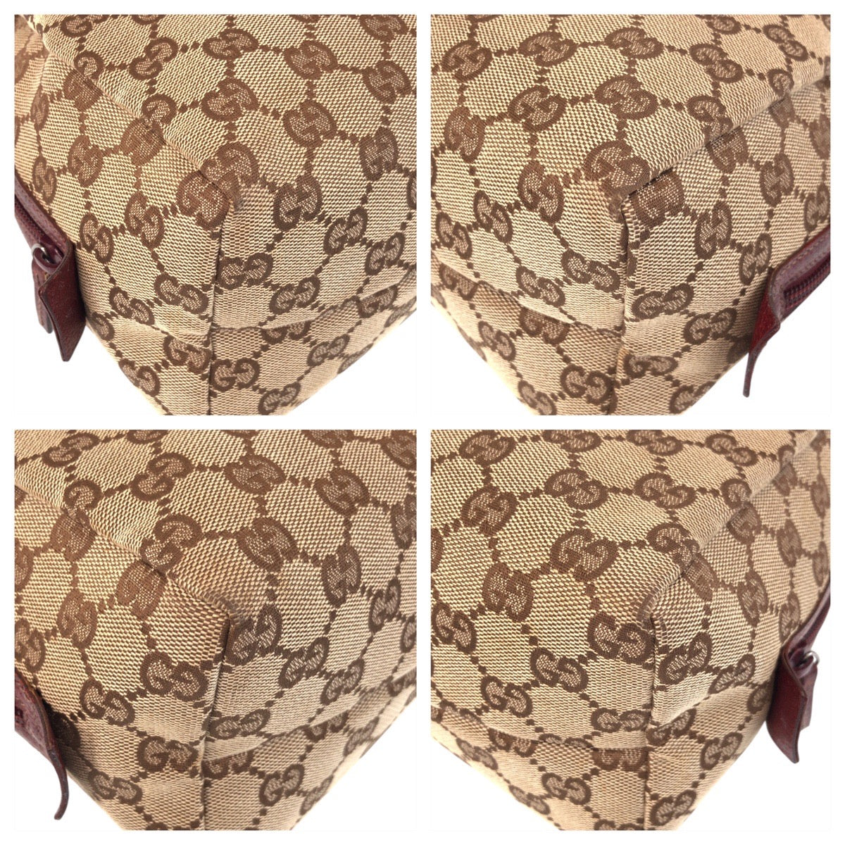 15593
GUCCI グッチ ベージュ ボルドー GGキャンバス / レザー 203437 ハンドバッグ  レディース