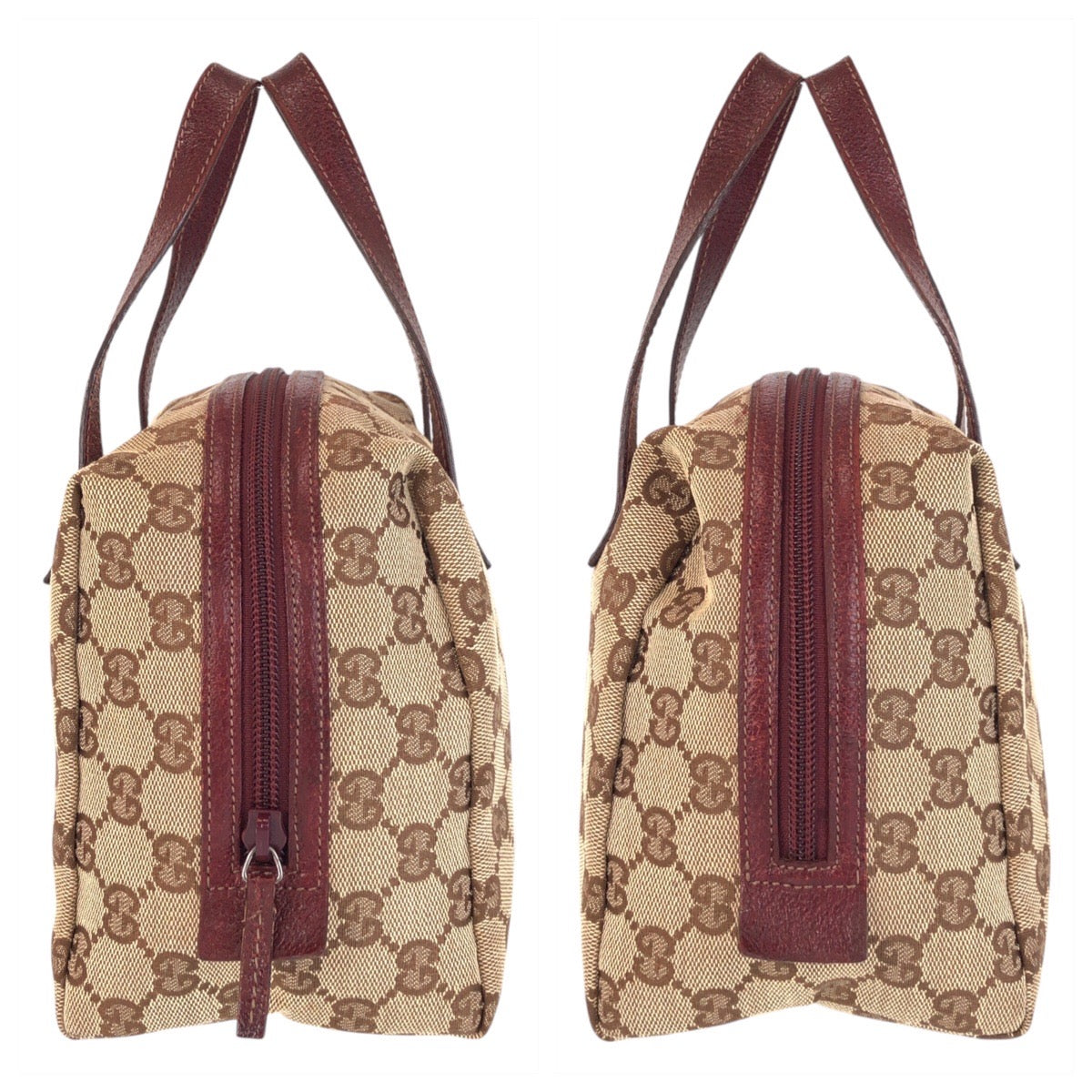 15593
GUCCI グッチ ベージュ ボルドー GGキャンバス / レザー 203437 ハンドバッグ  レディース