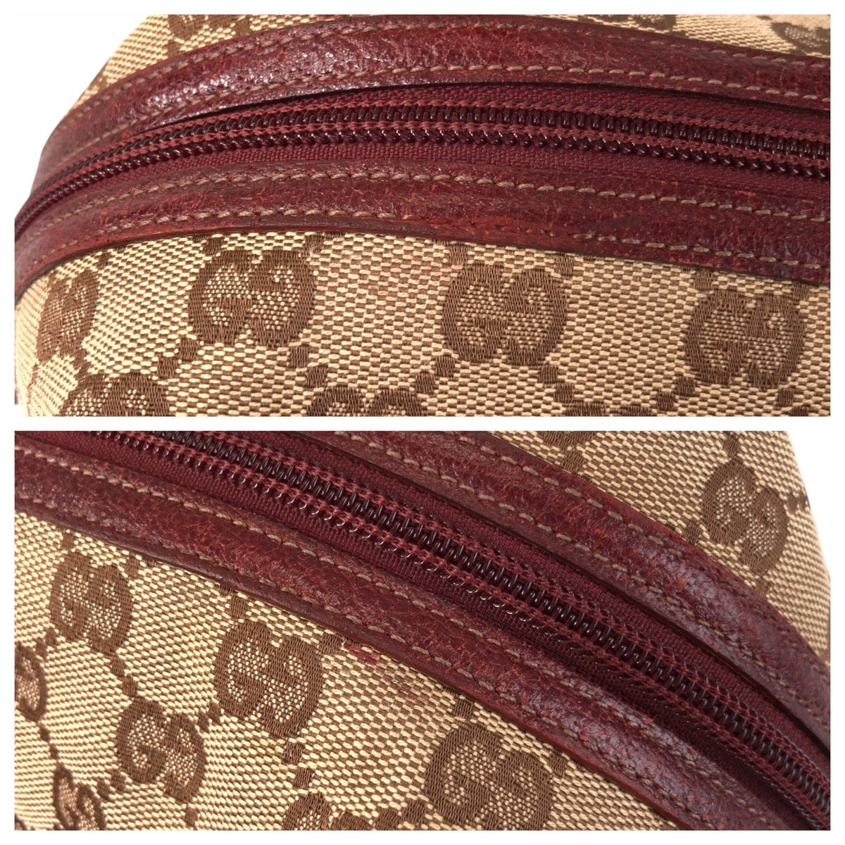 15593
GUCCI グッチ ベージュ ボルドー GGキャンバス / レザー 203437 ハンドバッグ  レディース
