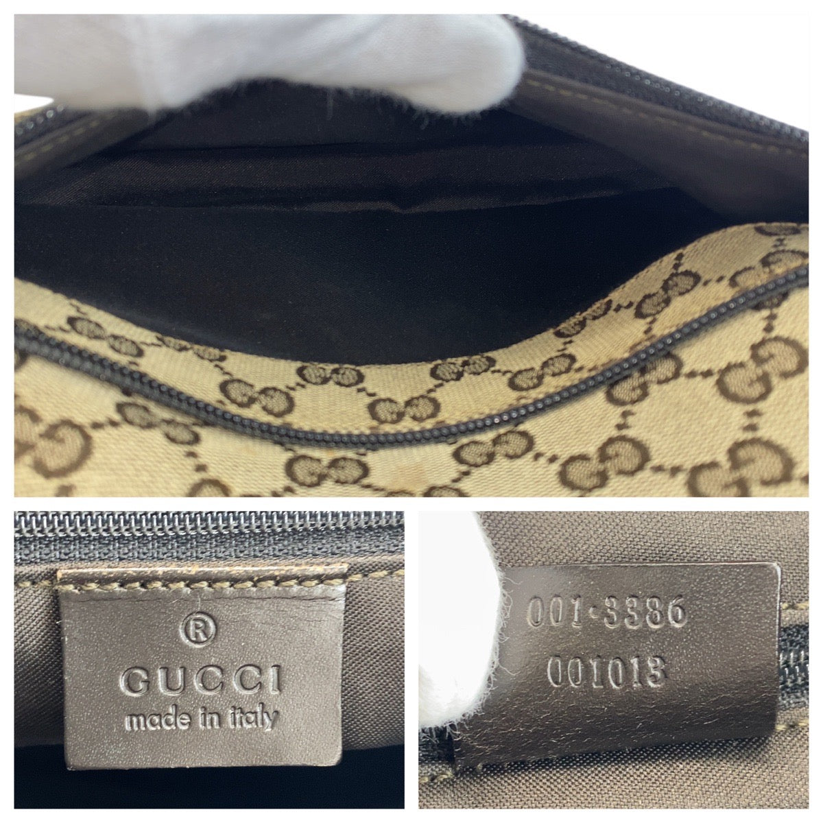 15594
GUCCI グッチ ベージュ ブラウン GGキャンバス 001 3386 ショルダーバッグ  レディース