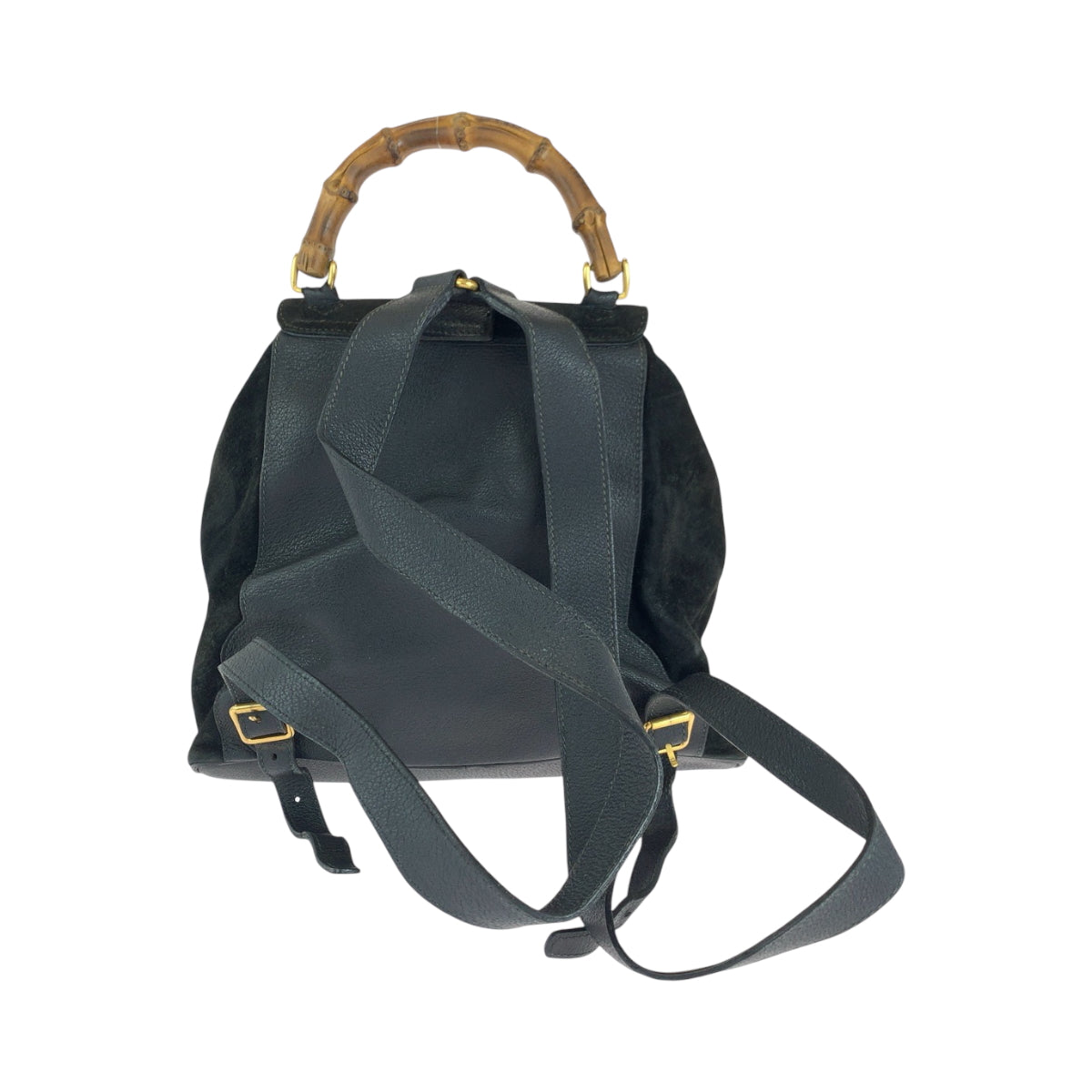 15595
GUCCI グッチ ヴィンテージ バンブー オールドグッチ ブラック 黒 ブラウン ゴールド金具 スウェード 003 58 0016 リュックサック バックパック  レディース ABP28