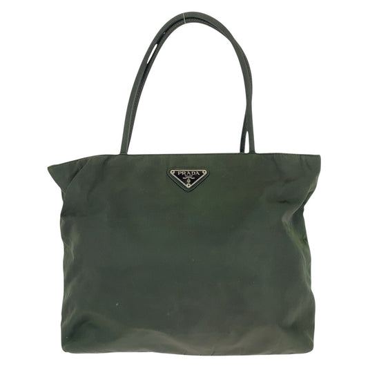 15596
PRADA プラダ テスート 三角ロゴプレート カーキ シルバー金具 ナイロン トートバッグ ショルダーバッグ  レディース