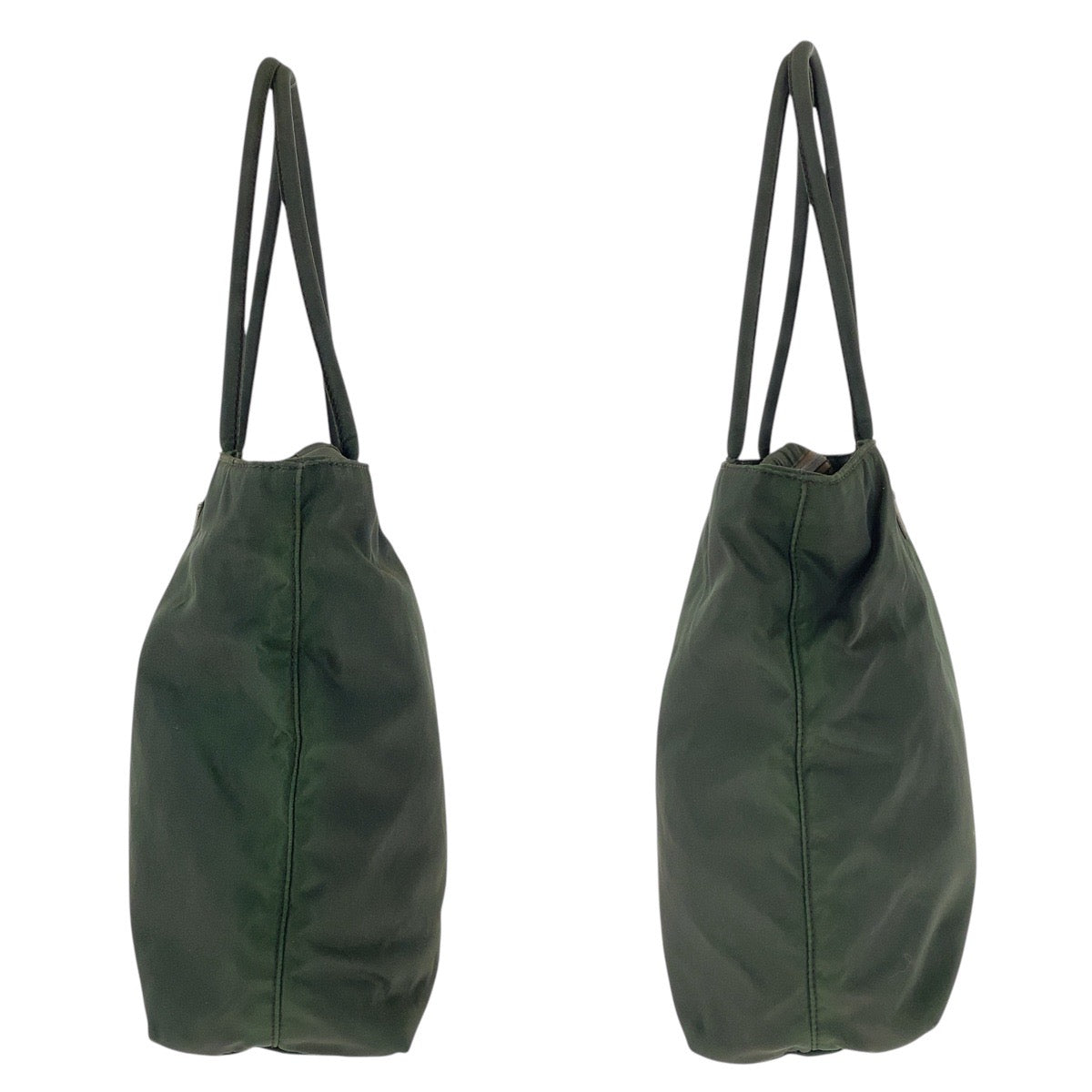 15596
PRADA プラダ テスート 三角ロゴプレート カーキ シルバー金具 ナイロン トートバッグ ショルダーバッグ  レディース