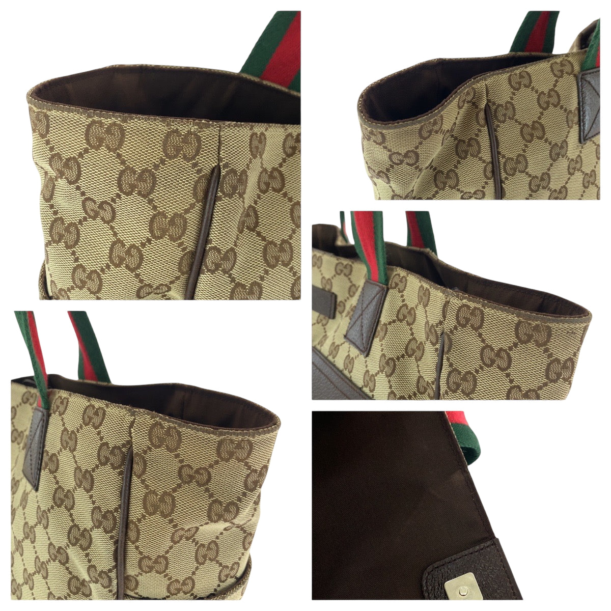 15597
GUCCI グッチ シェリーライン ブラウン ベージュ シルバー金具 GGキャンバス 161836 トートバッグ ショルダーバッグ 男女兼用  レディース
