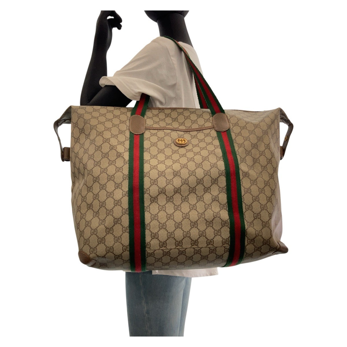 15599
GUCCI グッチ ヴィンテージ オールドグッチ シェリーライン インターロッキング ブラウン ゴールド金具 GGスプリームキャンバス / レザー 012 39 6211 ボストンバッグ 男女兼用  レディース