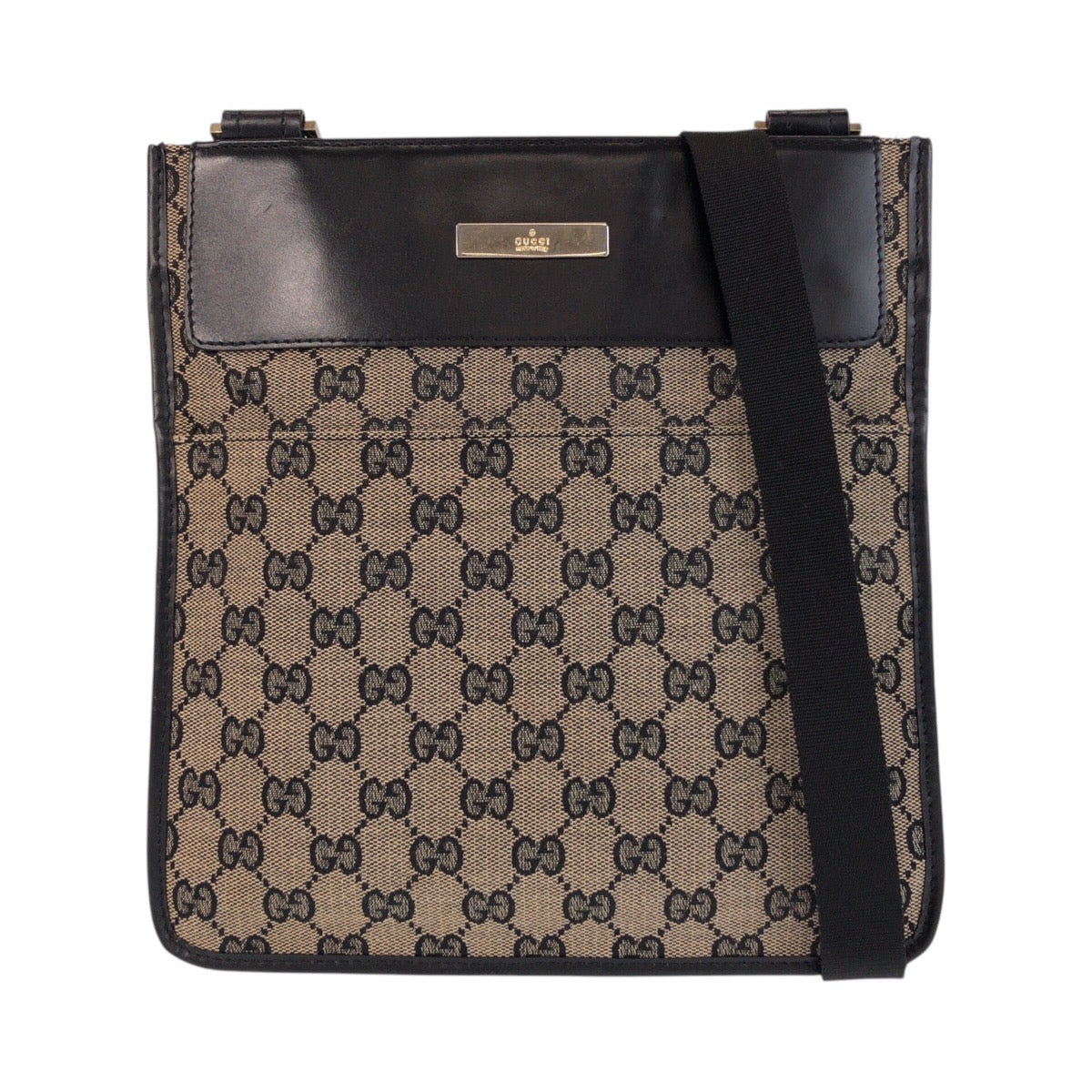 15601
GUCCI グッチ ベージュブラック GGキャンバス / レザー 019 0348 ショルダーバッグ ポシェット  レディース ABP27