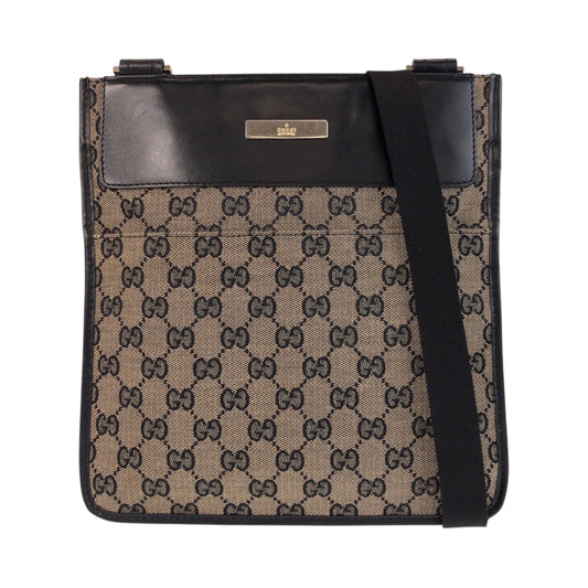 15601
GUCCI グッチ ベージュブラック GGキャンバス / レザー 019 0348 ショルダーバッグ ポシェット  レディース ABP27