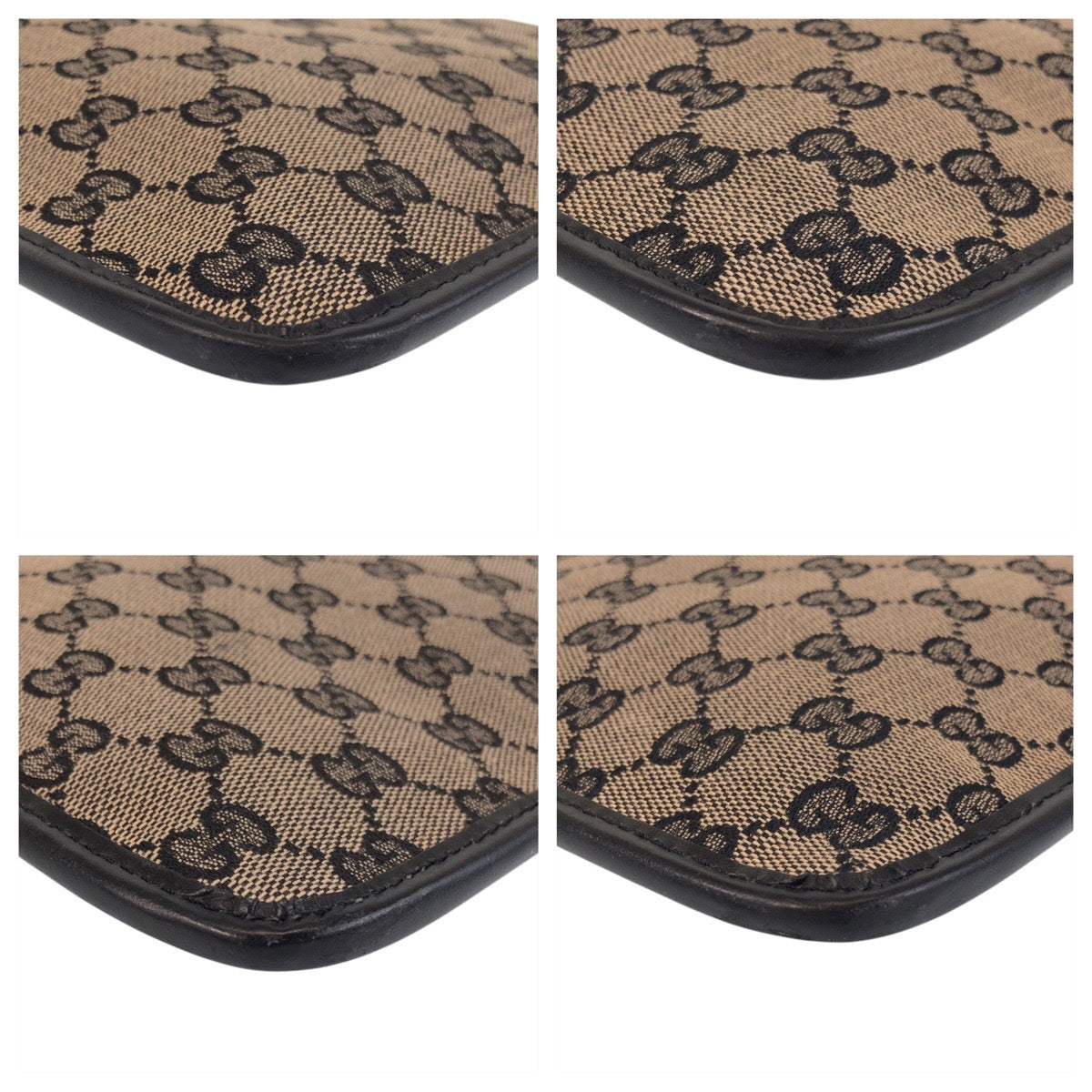 15601
GUCCI グッチ ベージュブラック GGキャンバス / レザー 019 0348 ショルダーバッグ ポシェット  レディース ABP27