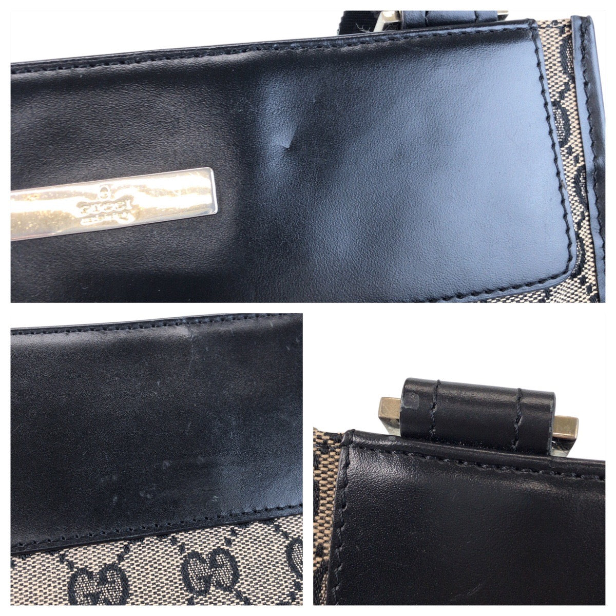 15601
GUCCI グッチ ベージュブラック GGキャンバス / レザー 019 0348 ショルダーバッグ ポシェット  レディース ABP27