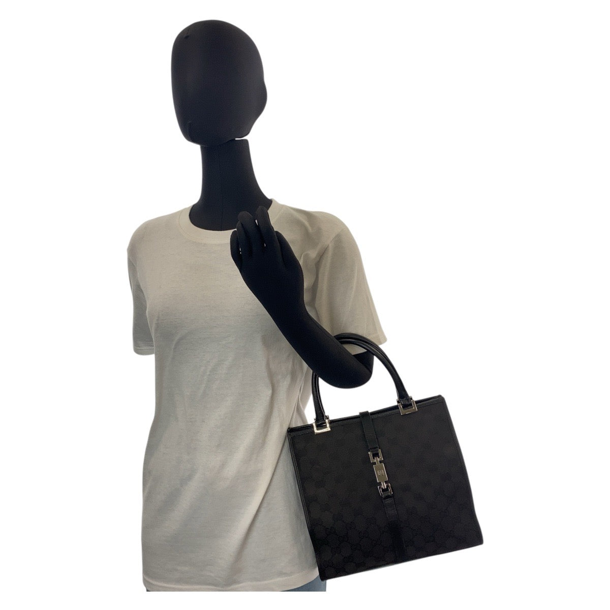15602
GUCCI グッチ ジャッキー ブラック 黒 GGキャンバス / レザー 002 1065 ハンドバッグ トートバッグ レディース ABP39