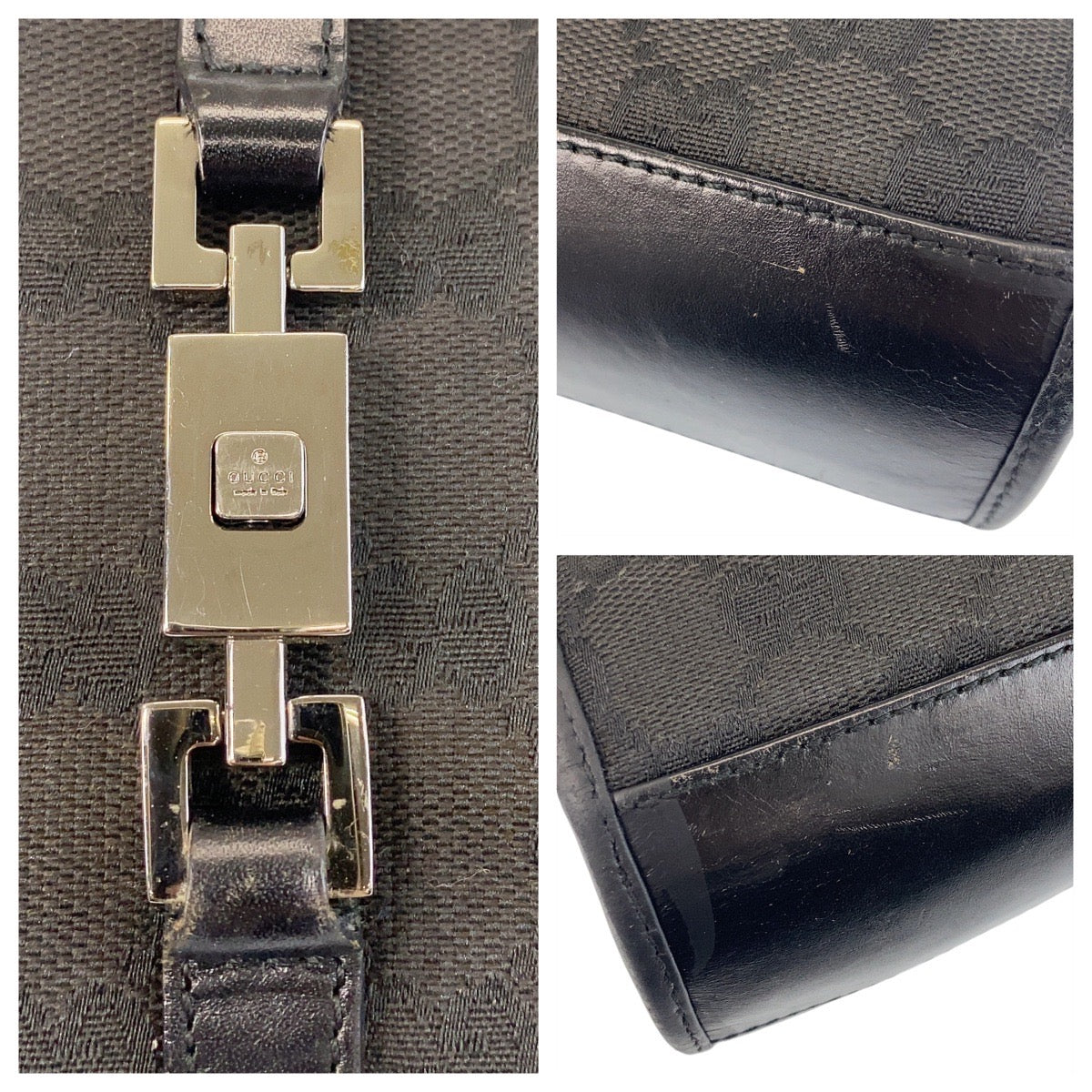 15602
GUCCI グッチ ジャッキー ブラック 黒 GGキャンバス / レザー 002 1065 ハンドバッグ トートバッグ レディース ABP39