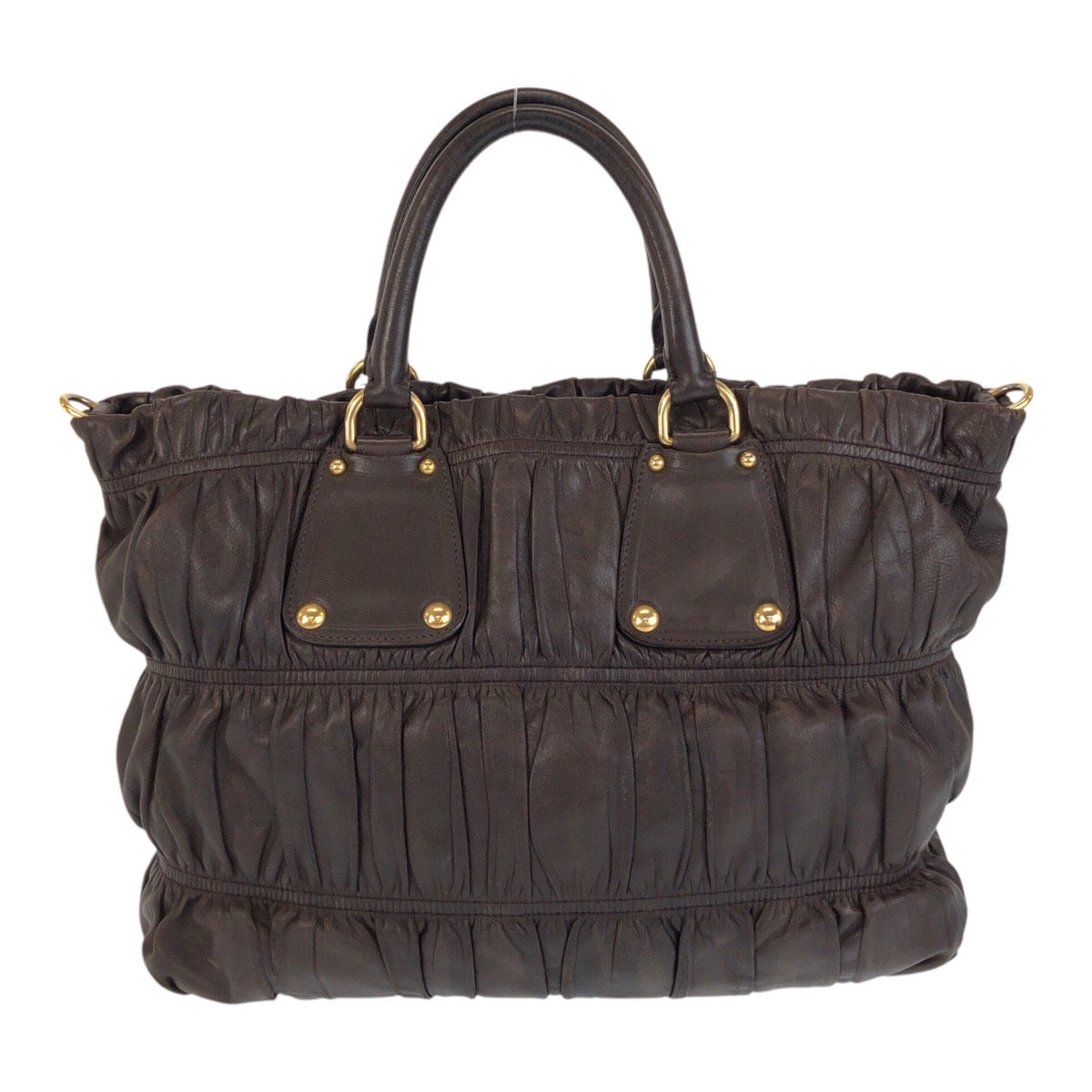 15609
PRADA プラダ ブラウン ゴールド金具 レザー トートバッグ ショルダーバッグ 2way  レディース