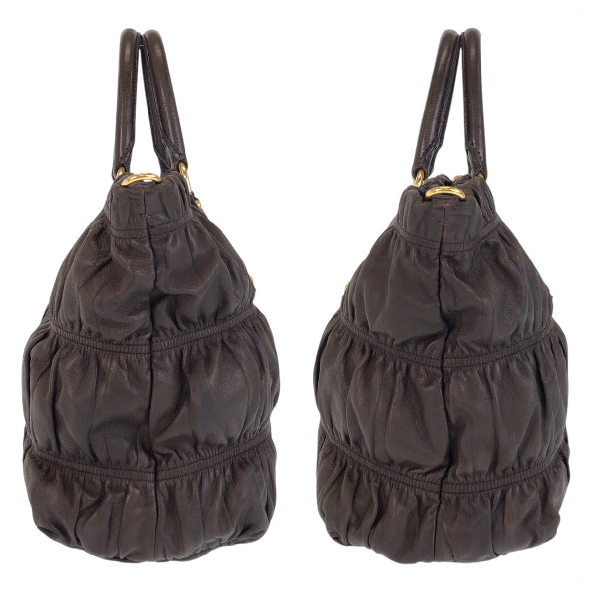 15609
PRADA プラダ ブラウン ゴールド金具 レザー トートバッグ ショルダーバッグ 2way  レディース
