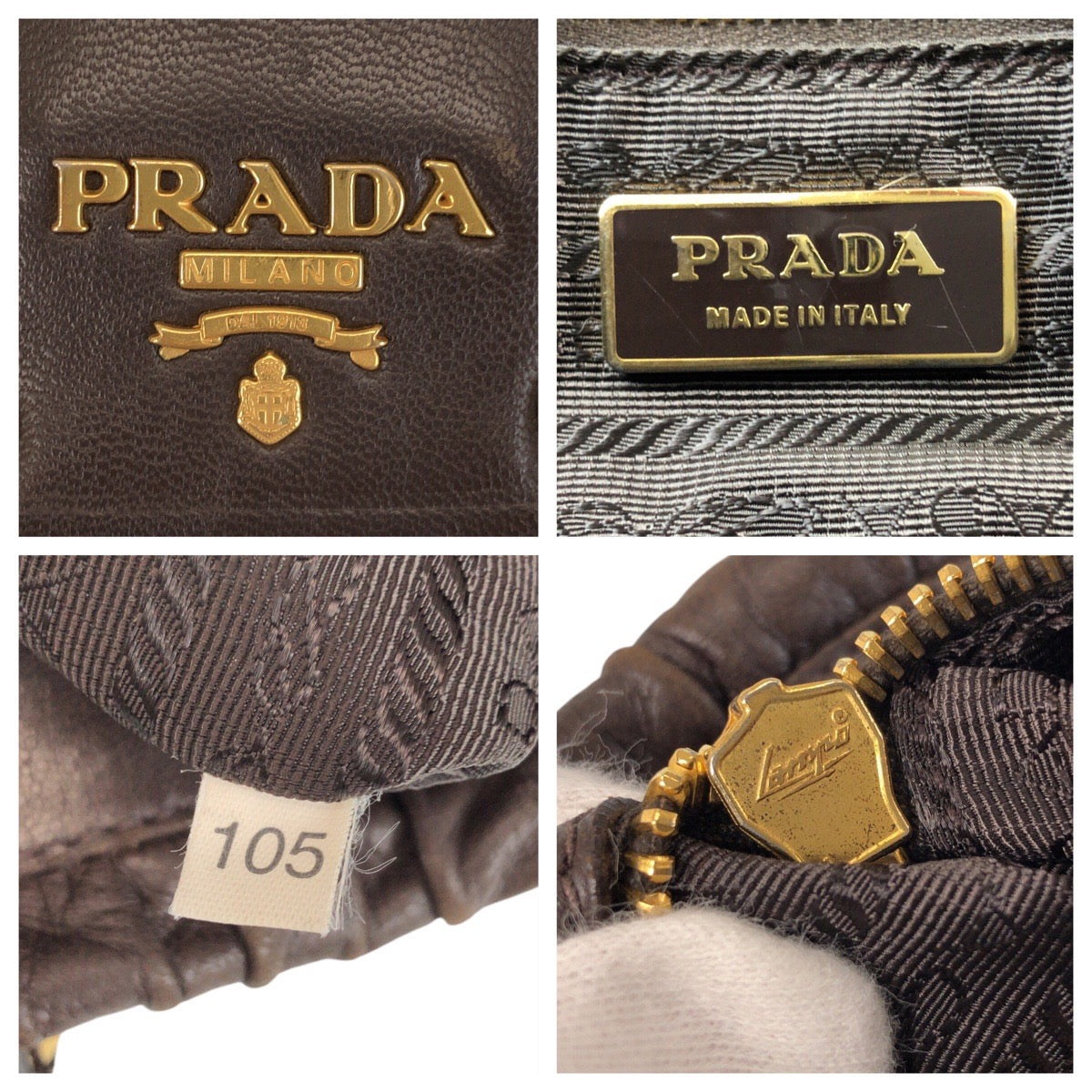 15609
PRADA プラダ ブラウン ゴールド金具 レザー トートバッグ ショルダーバッグ 2way  レディース