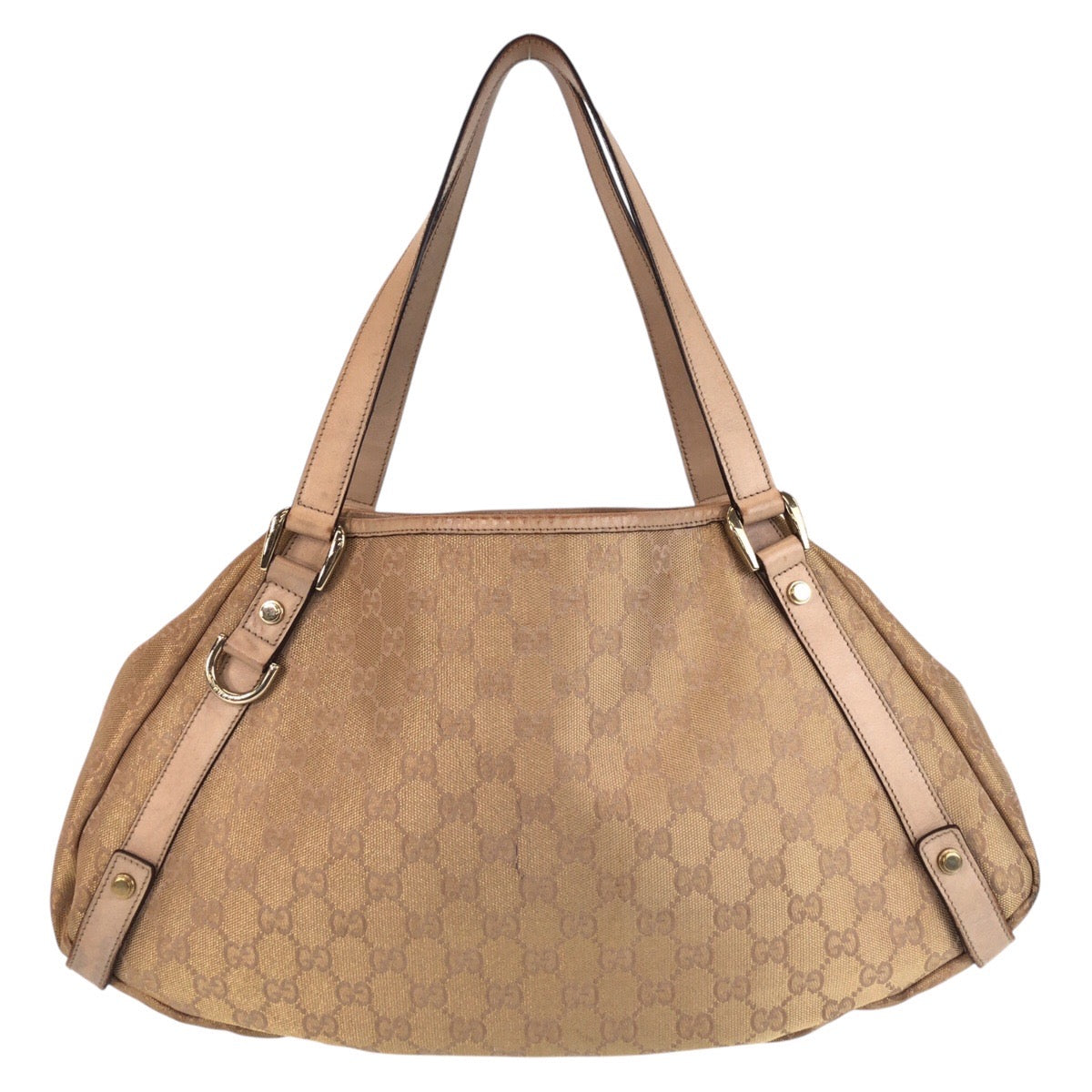 15610
GUCCI グッチ アビー ベージュ ゴールド金具 GGキャンバス / レザー 130736 トートバッグ ショルダーバッグ  レディース AB25