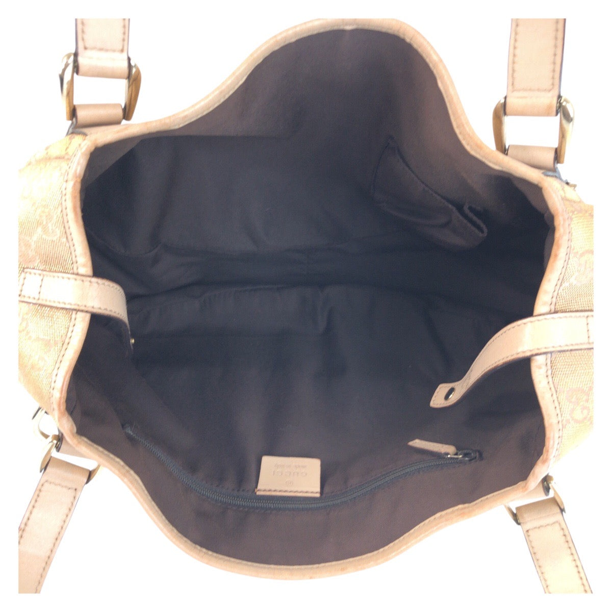 15610
GUCCI グッチ アビー ベージュ ゴールド金具 GGキャンバス / レザー 130736 トートバッグ ショルダーバッグ  レディース AB25