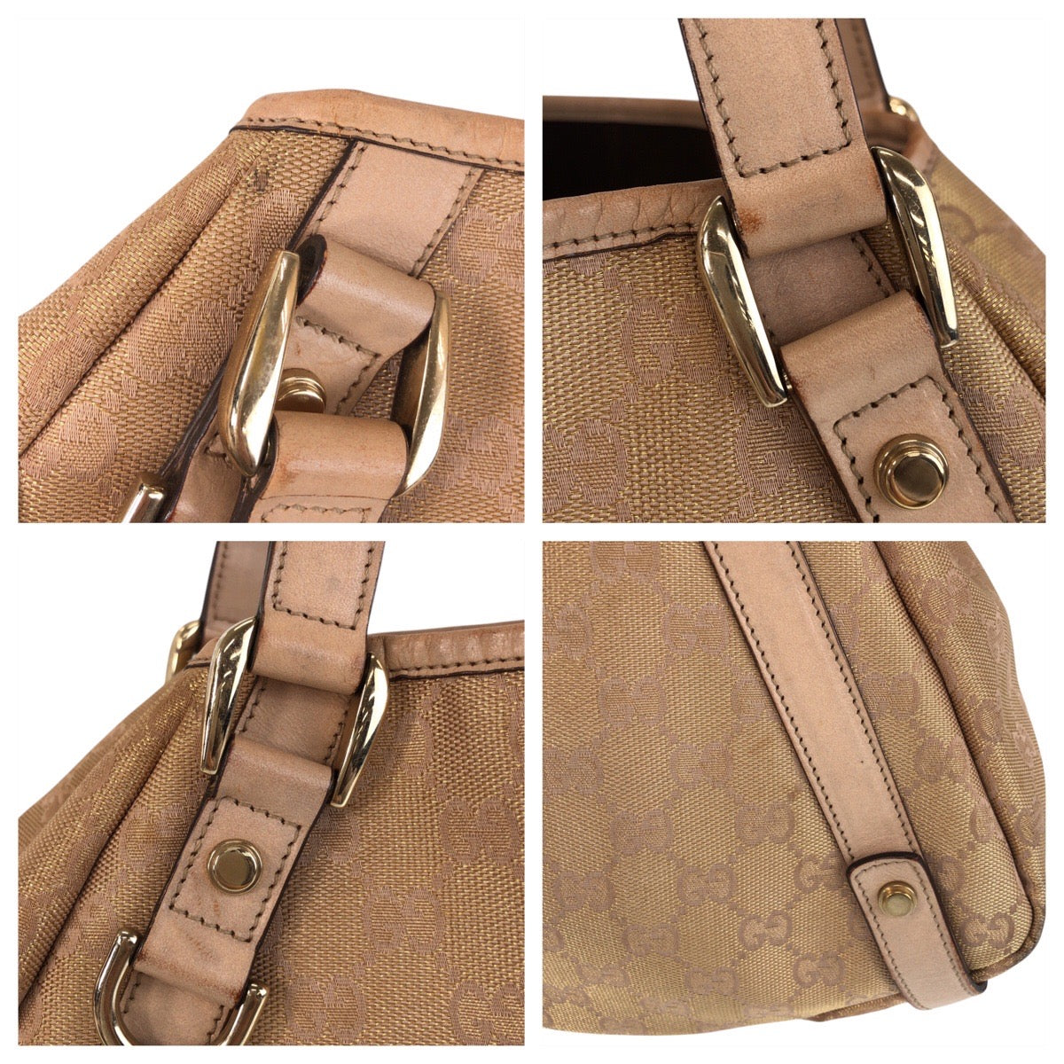 15610
GUCCI グッチ アビー ベージュ ゴールド金具 GGキャンバス / レザー 130736 トートバッグ ショルダーバッグ  レディース AB25