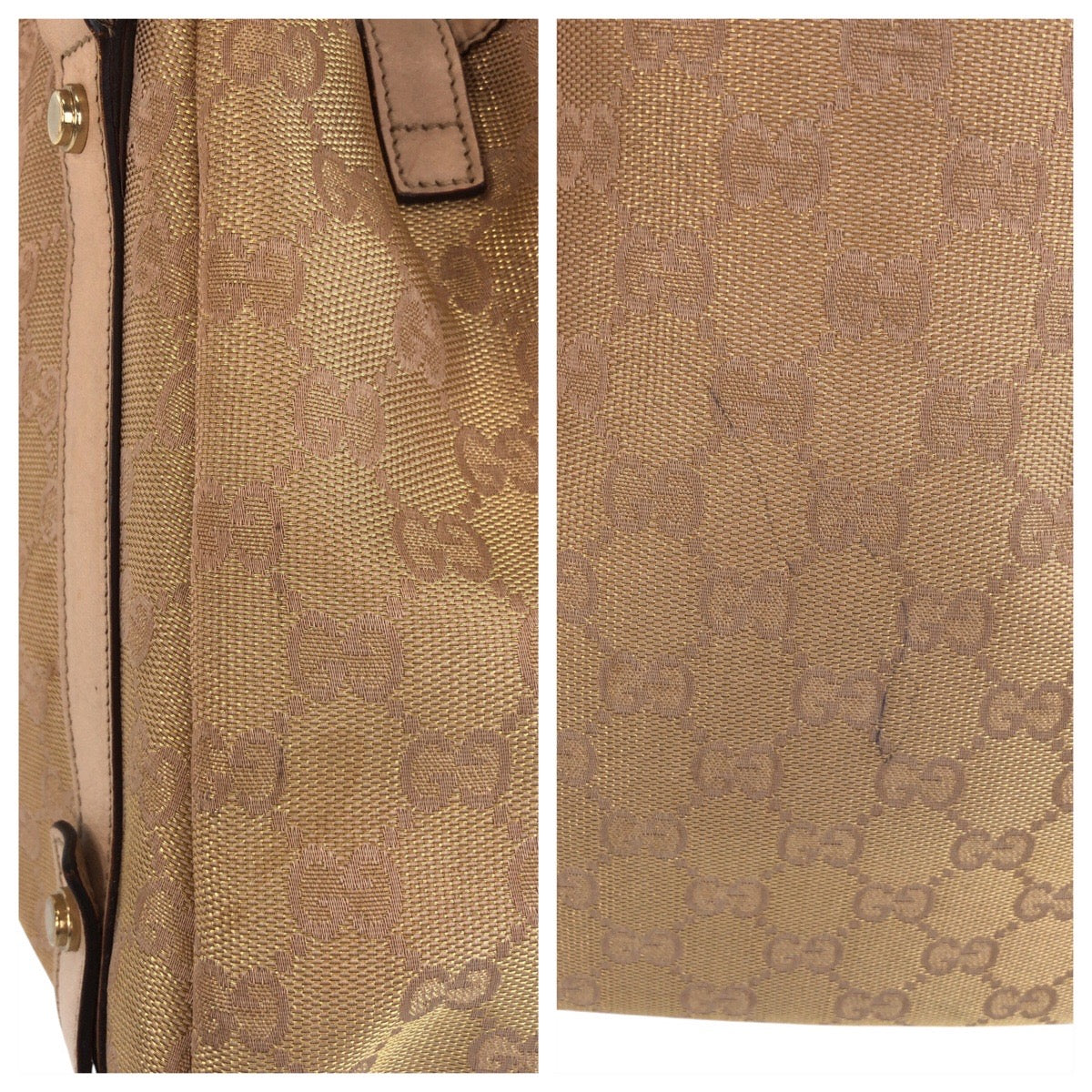 15610
GUCCI グッチ アビー ベージュ ゴールド金具 GGキャンバス / レザー 130736 トートバッグ ショルダーバッグ  レディース AB25