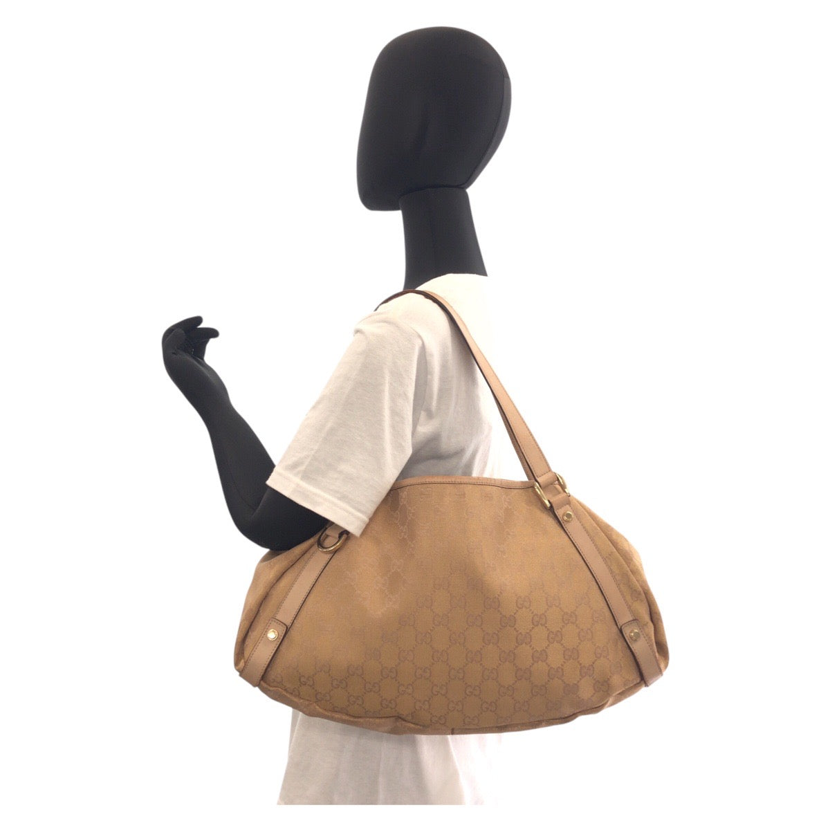 15610
GUCCI グッチ アビー ベージュ ゴールド金具 GGキャンバス / レザー 130736 トートバッグ ショルダーバッグ  レディース AB25