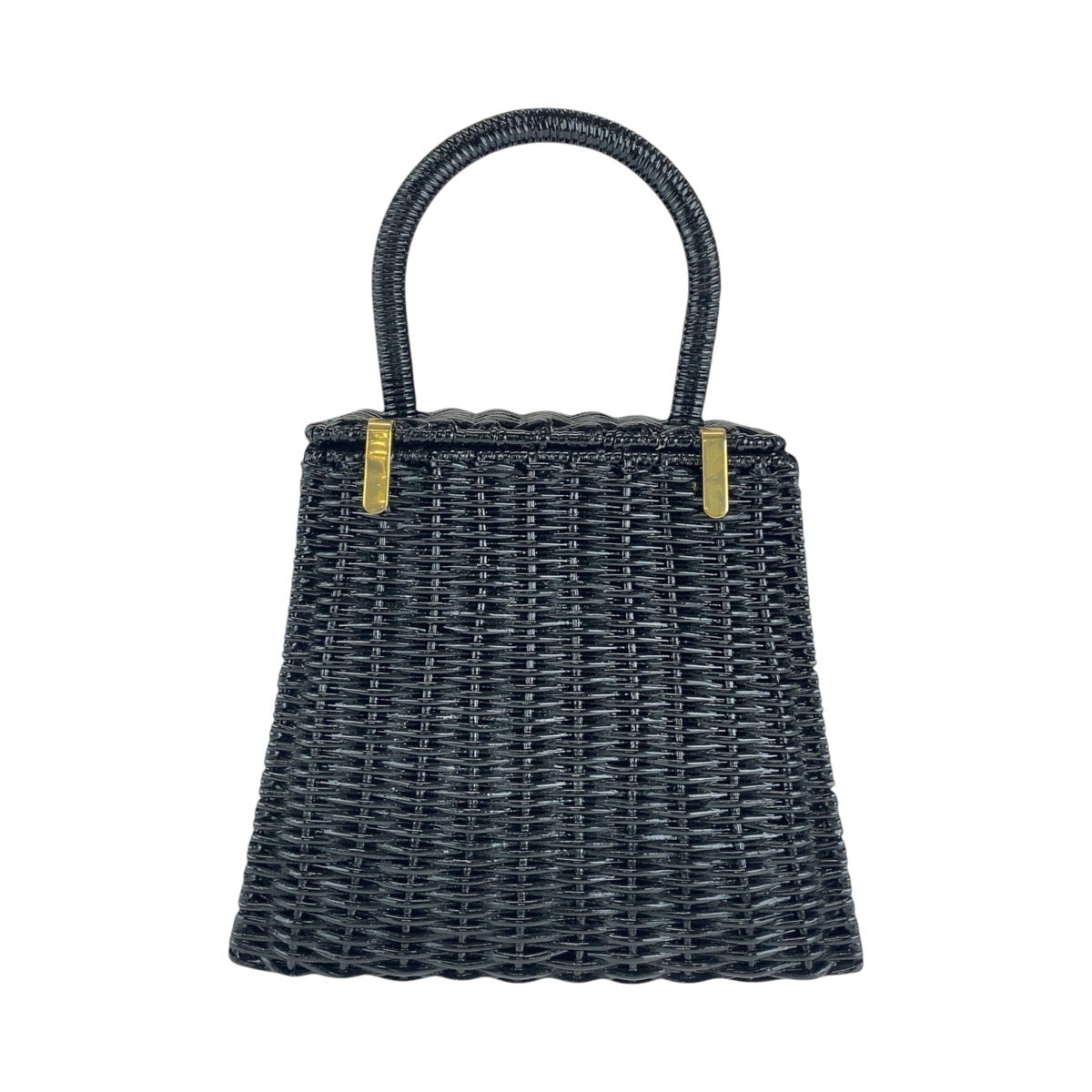 15613
Salvatore Ferragamo サルヴァトーレフェラガモ ガンチーニ ブラック 黒 ゴールド金具 ラタン ハンドバッグ  レディース A160