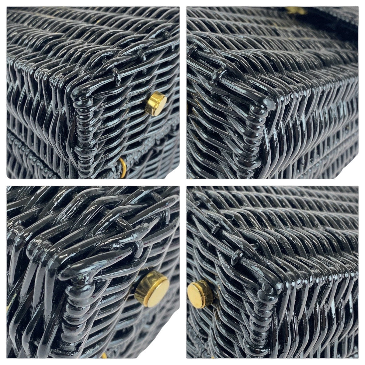 15613
Salvatore Ferragamo サルヴァトーレフェラガモ ガンチーニ ブラック 黒 ゴールド金具 ラタン ハンドバッグ  レディース A160