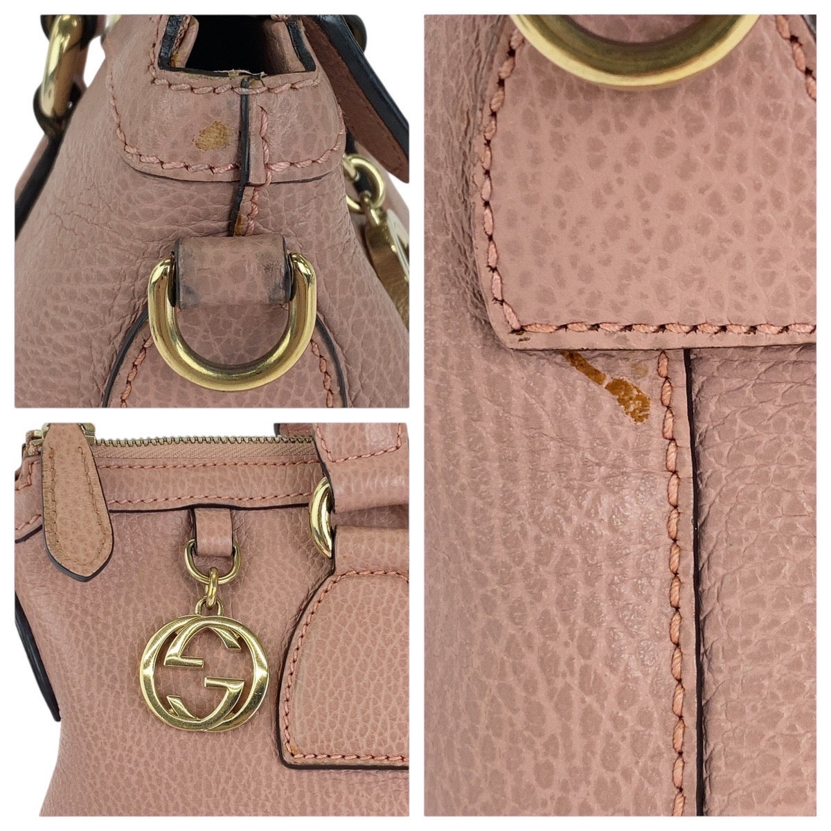 15614
GUCCI グッチ GGマーモント ピンク ゴールド金具 レザー 449659 トートバッグ ショルダーバッグ 2way  レディース AB38