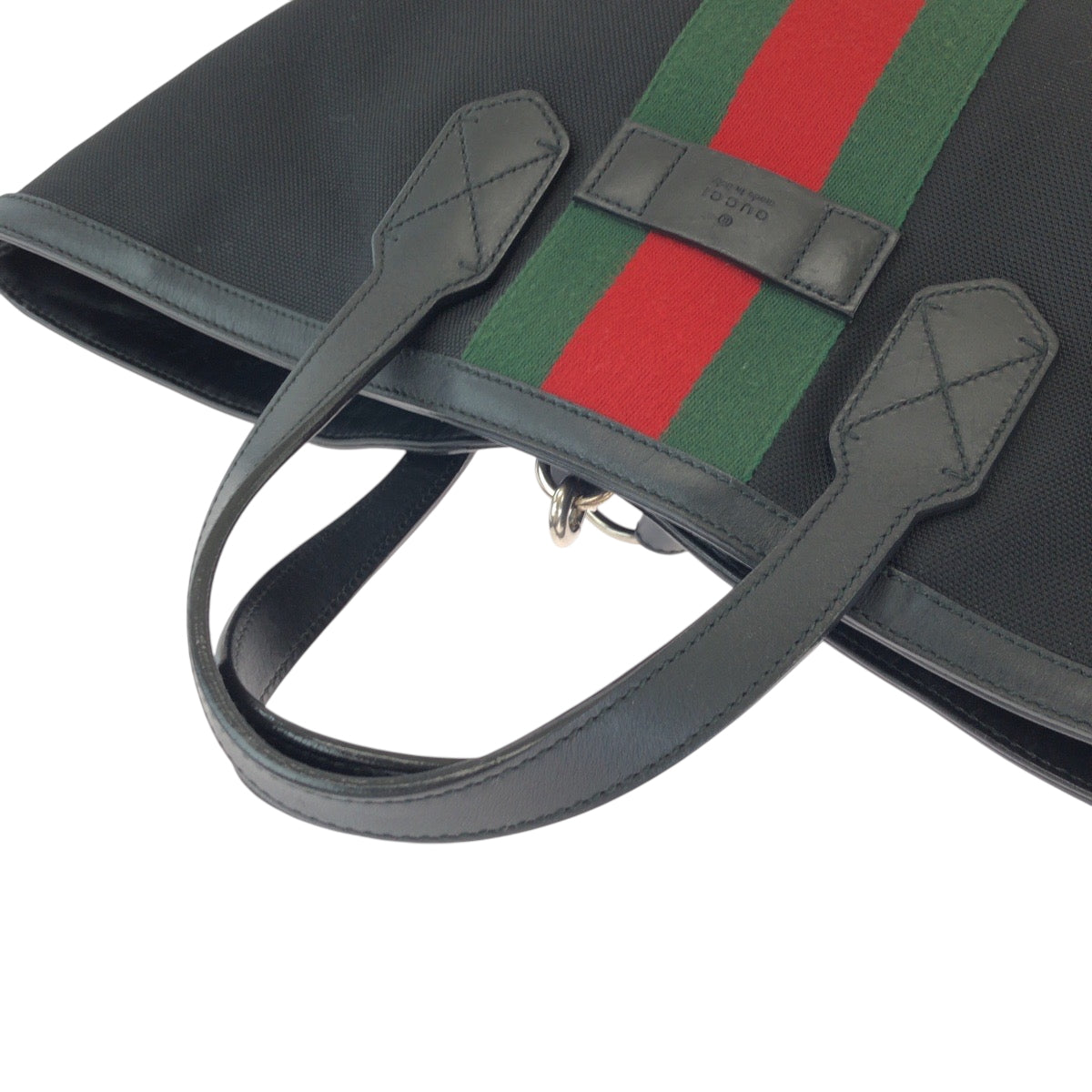 15615
GUCCI グッチ シェリーライン ブラック レッド グリーン シルバー金具 キャンバス 387105 バックパック リュックサック トートバッグ 2way  メンズ