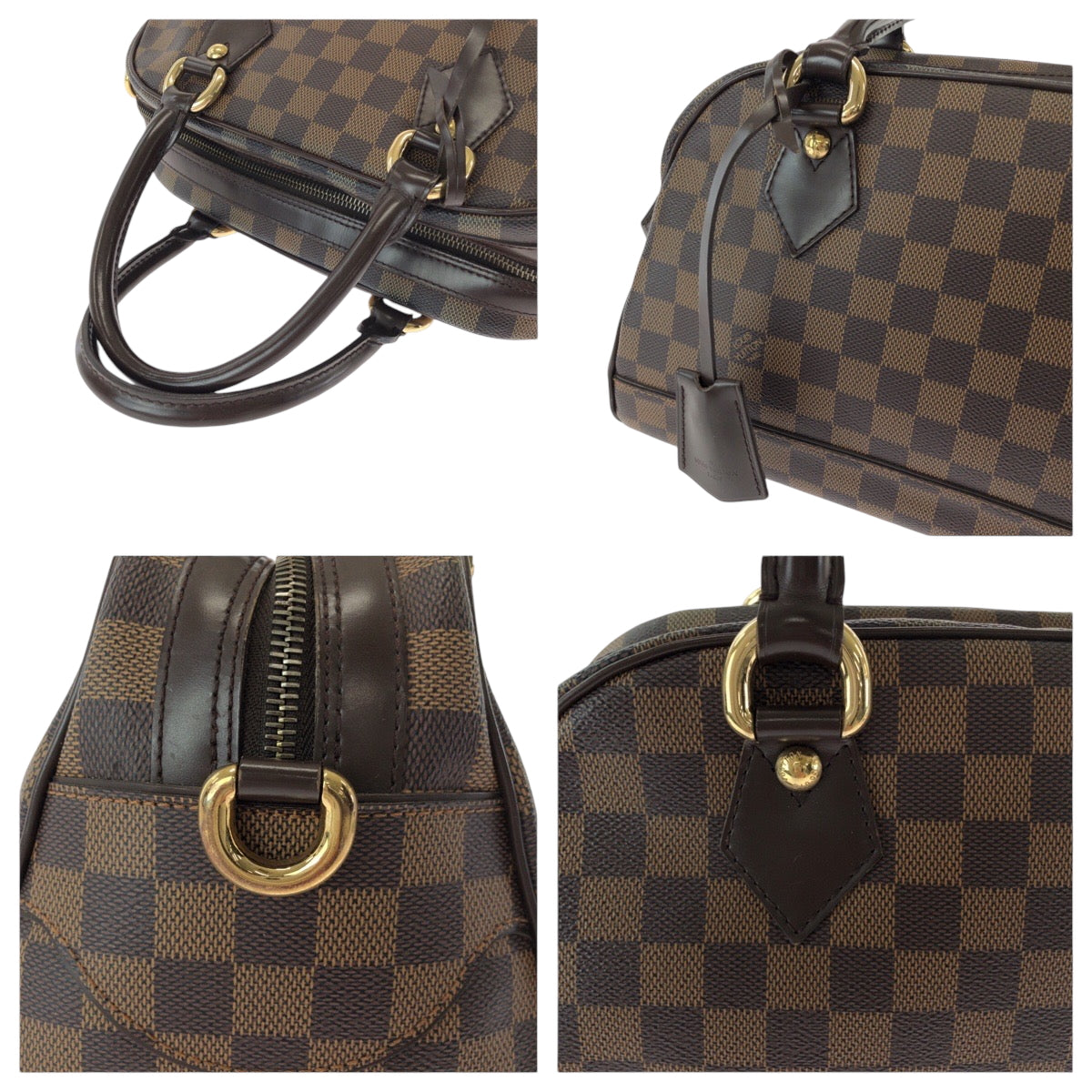 15616
LOUIS VUITTON ルイヴィトン ダミエ エベヌ ドゥオモ ブラウンゴールド金具 PVC N60008 ボストンバッグ ハンドバッグ  レディース