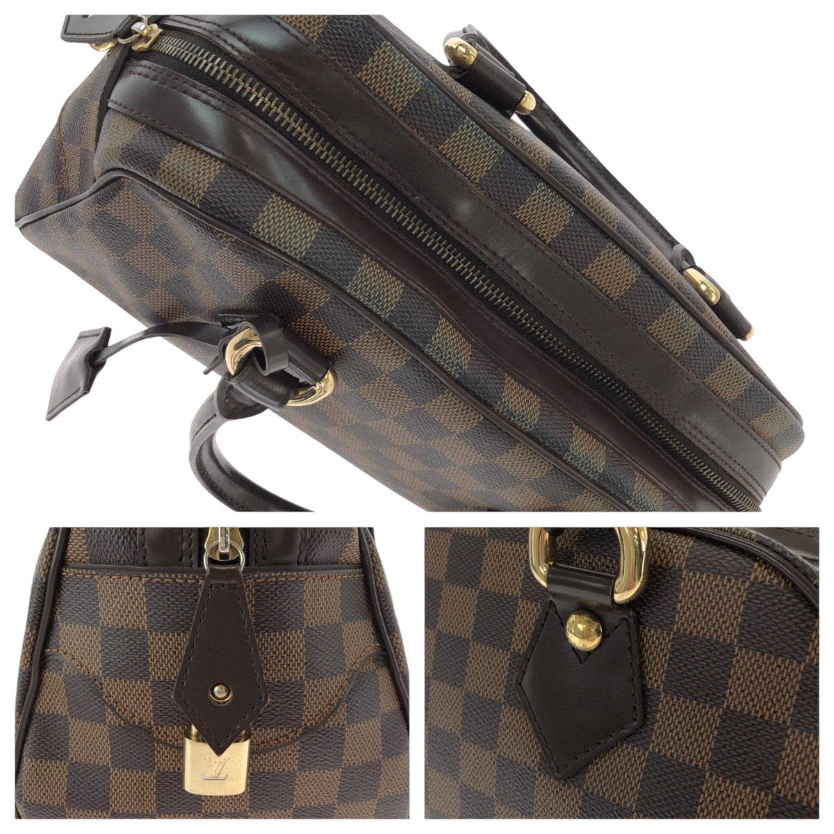15616
LOUIS VUITTON ルイヴィトン ダミエ エベヌ ドゥオモ ブラウンゴールド金具 PVC N60008 ボストンバッグ ハンドバッグ  レディース