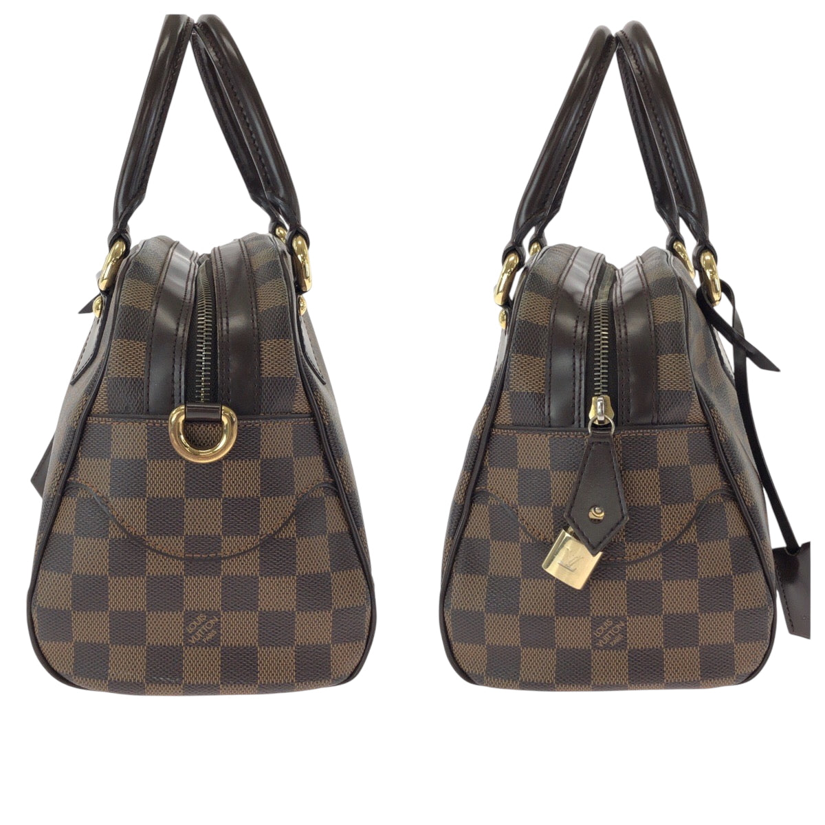 15616
LOUIS VUITTON ルイヴィトン ダミエ エベヌ ドゥオモ ブラウンゴールド金具 PVC N60008 ボストンバッグ ハンドバッグ  レディース