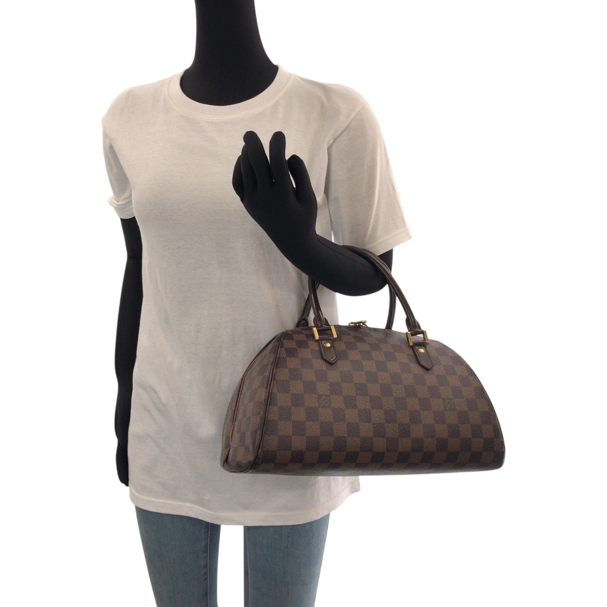 15617
LOUIS VUITTON ルイヴィトン ダミエ エベヌ リベラMM ブラウン ゴールド金具 PVC N41434 ボストンバッグ ハンドバッグ  レディース