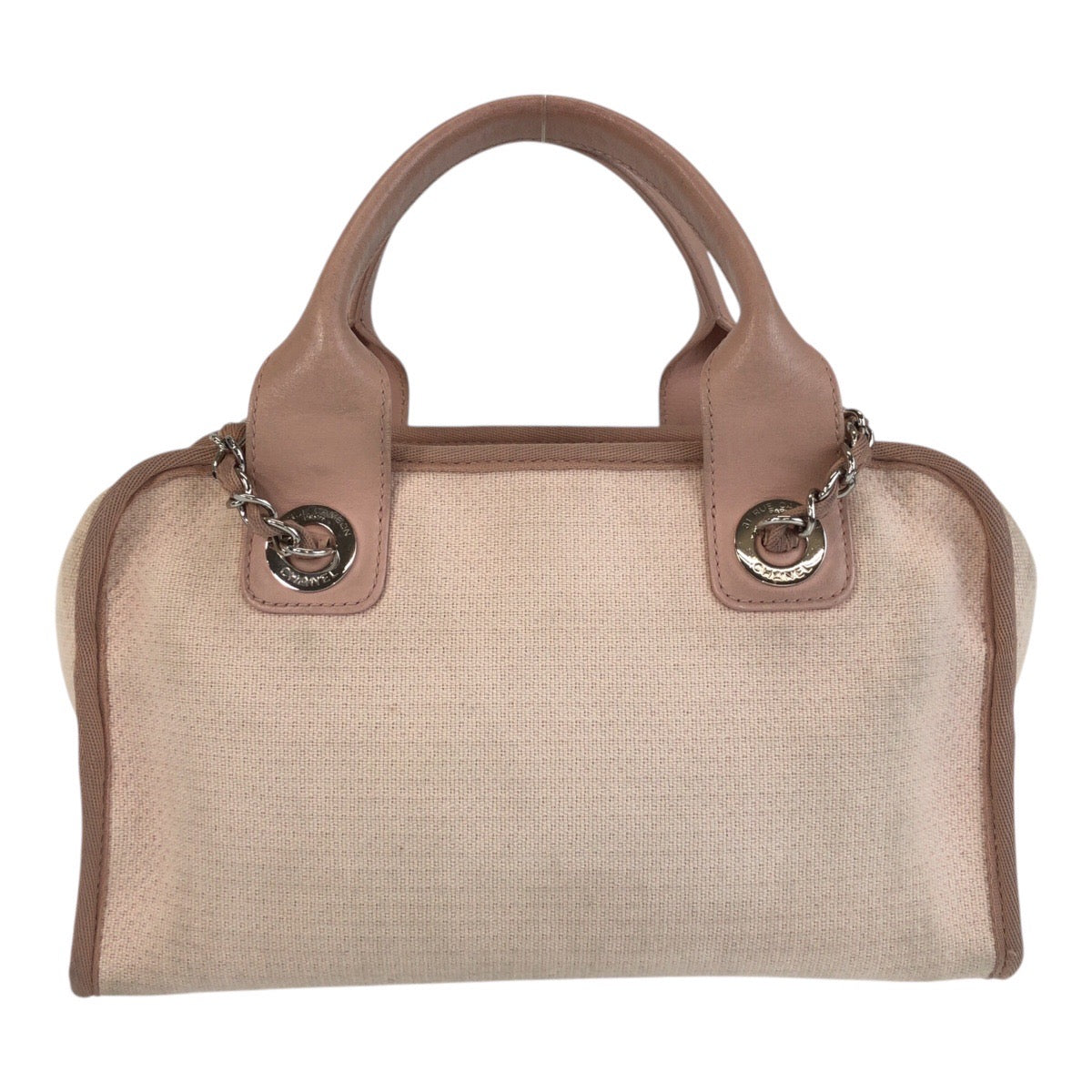 15618
CHANEL シャネル ドーヴィル ココマーク ピンク シルバー金具 キャンバス / レザー ショルダーバッグ ハンドバッグ  レディース