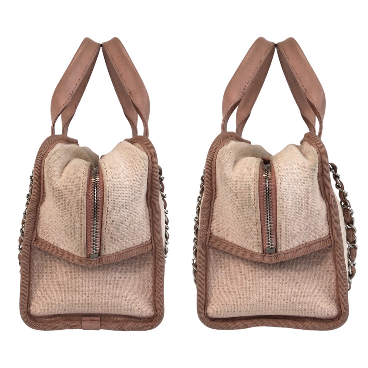 15618
CHANEL シャネル ドーヴィル ココマーク ピンク シルバー金具 キャンバス / レザー ショルダーバッグ ハンドバッグ  レディース