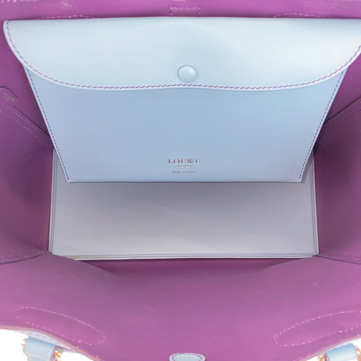 15623
LOEWE ロエベ アナグラム レオ ライトブルー パープル シルバー金具 レザー トートバッグ ショルダーバッグ  レディース