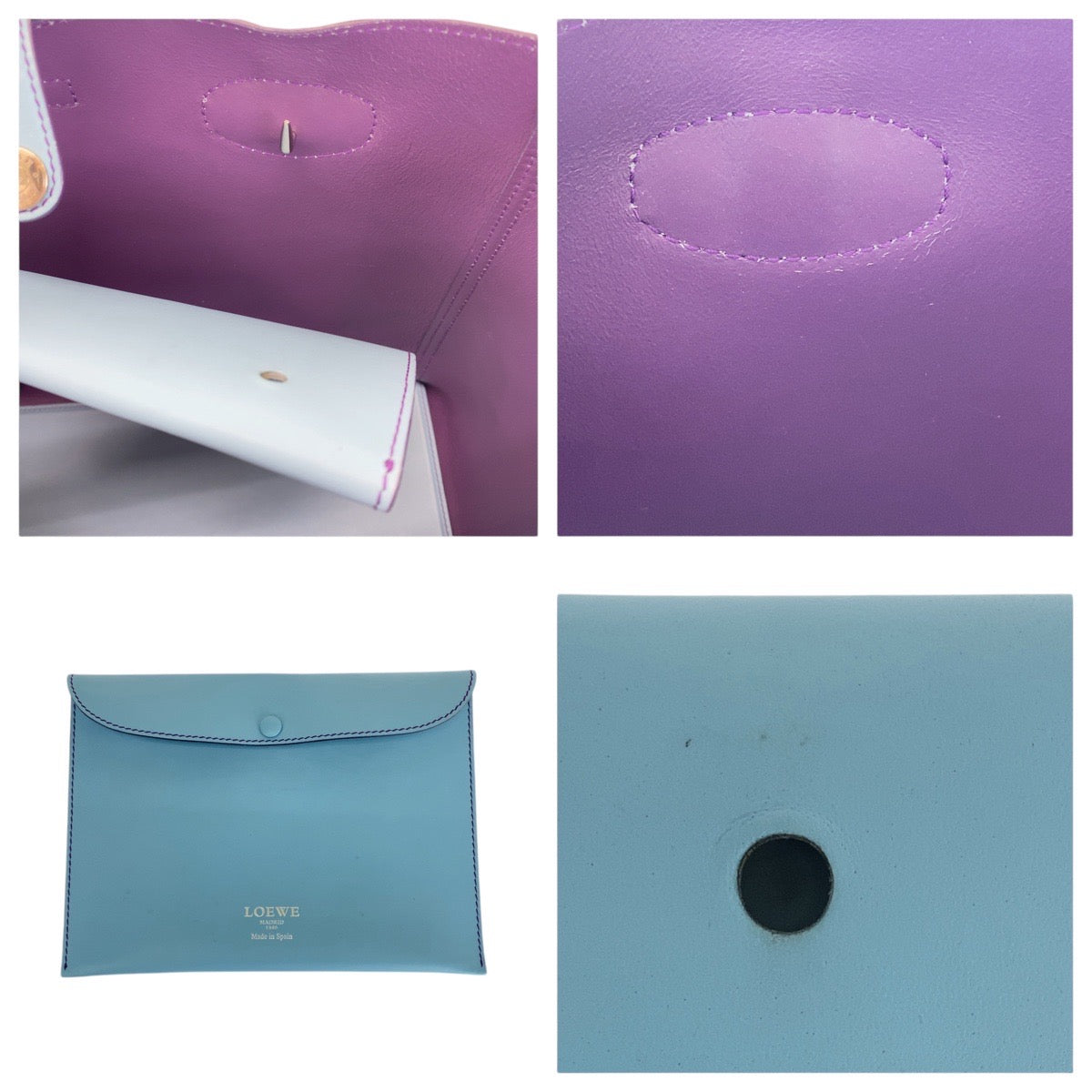 15623
LOEWE ロエベ アナグラム レオ ライトブルー パープル シルバー金具 レザー トートバッグ ショルダーバッグ  レディース