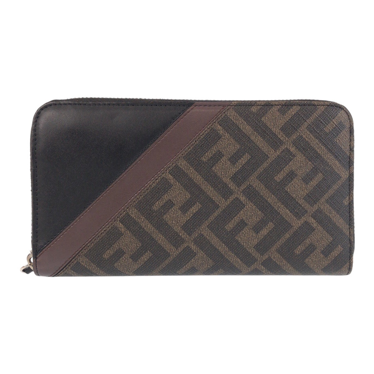 15626
FENDI フェンディ ズッカ ブラウン ブラック シルバー金具 レザー 長財布 ロングウォレット  メンズ