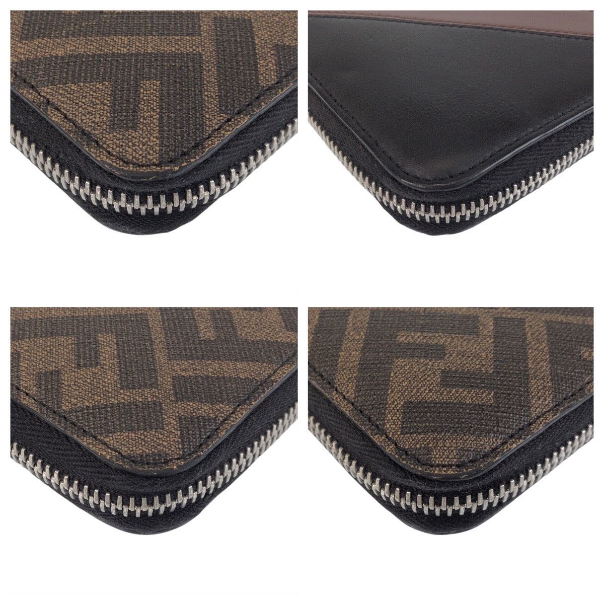 15626
FENDI フェンディ ズッカ ブラウン ブラック シルバー金具 レザー 長財布 ロングウォレット  メンズ