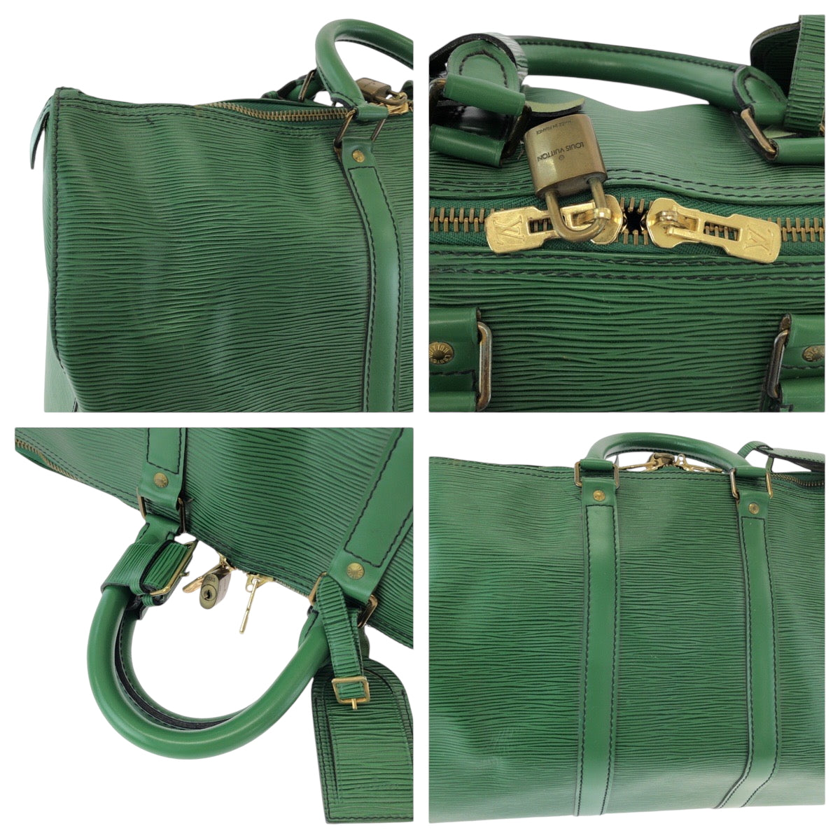 15630
LOUIS VUITTON ルイヴィトン エピ キーポル45 男女兼用 ボルネオグリーン ゴールド金具 エピレザー M42974 ボストンバッグ ハンドバッグ  レディース